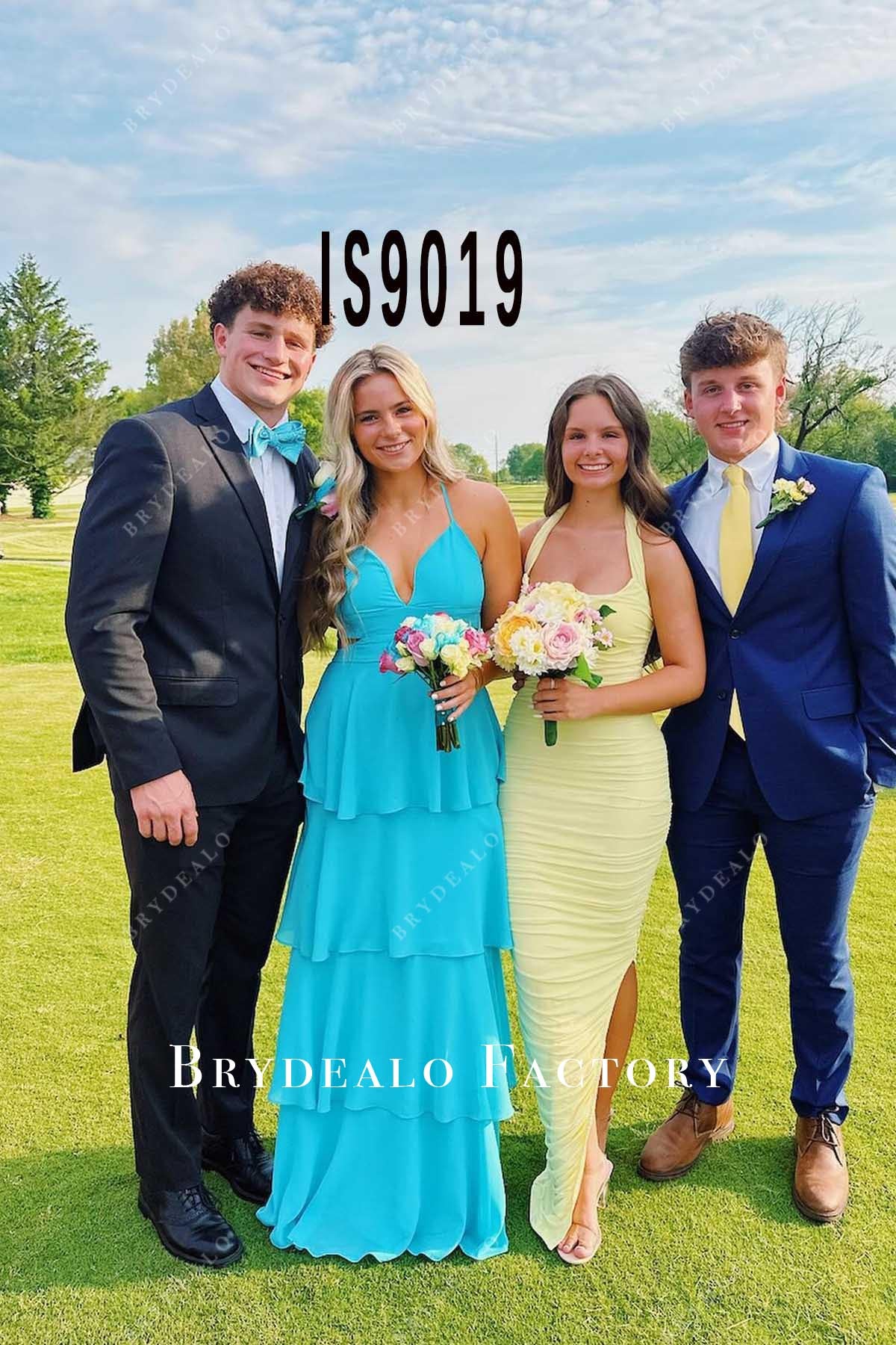 pool layered prom dress