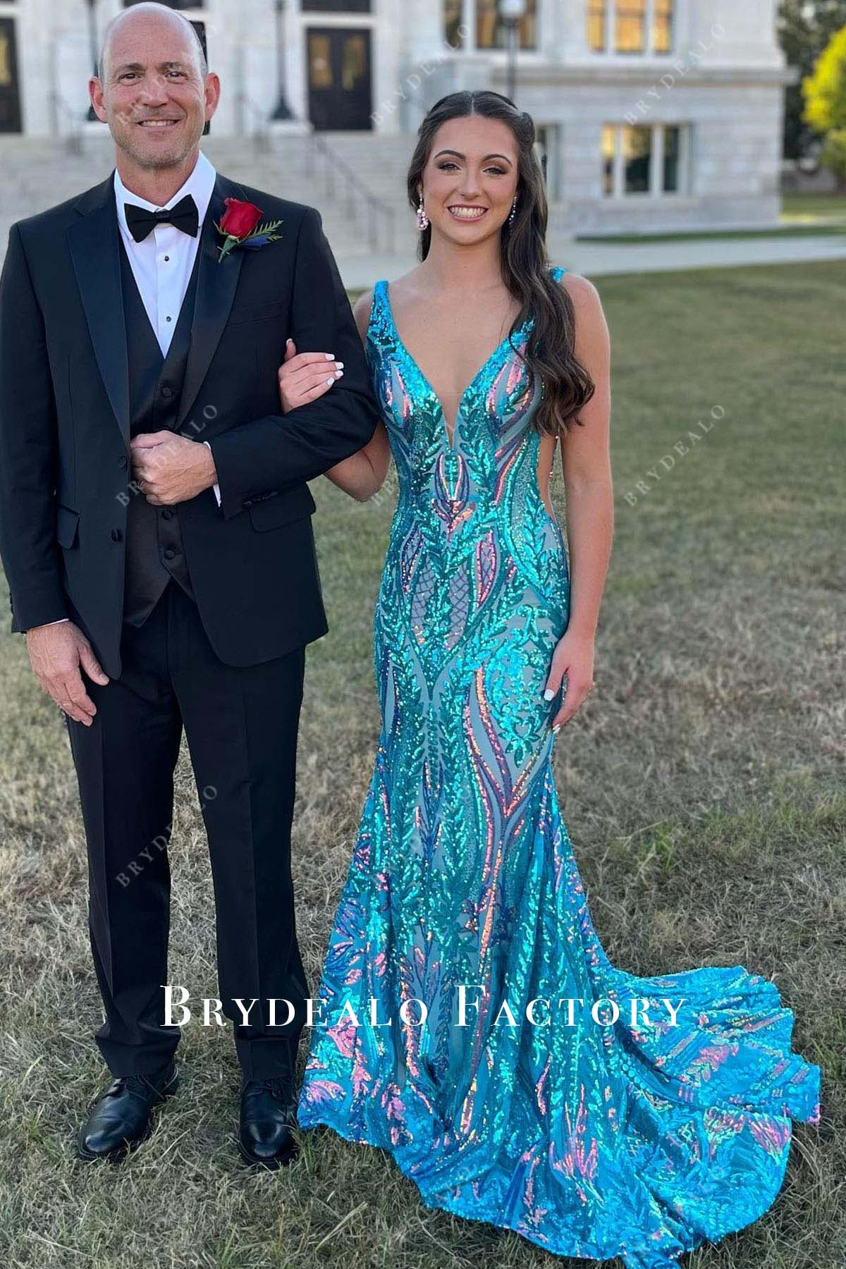 Homecoming Dress | Pool Iridescent Sequined Mermaid Formal Gown Homecoming Dress | Pool Iridescent Sequined Mermaid Formal Gown