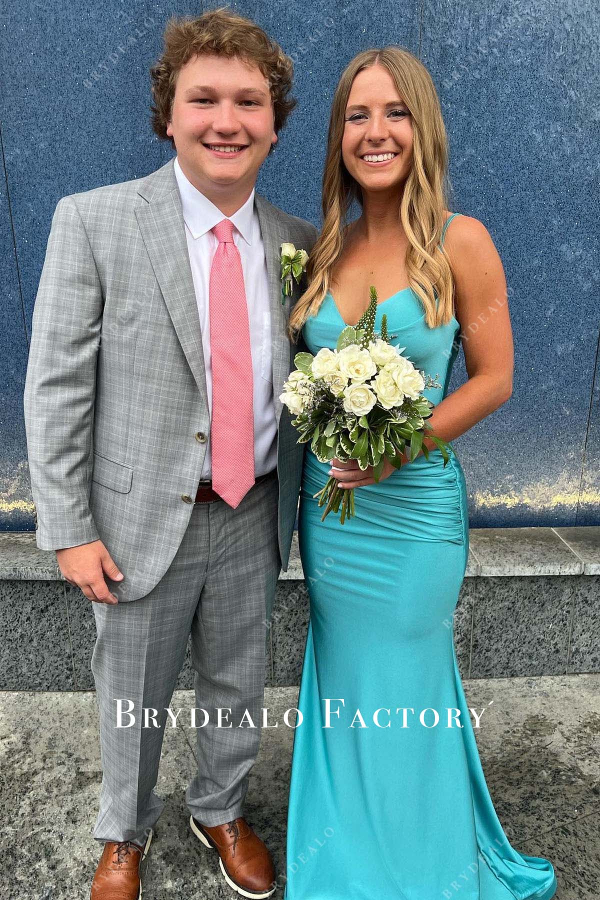 pool thin straps mermaid homecoming dress