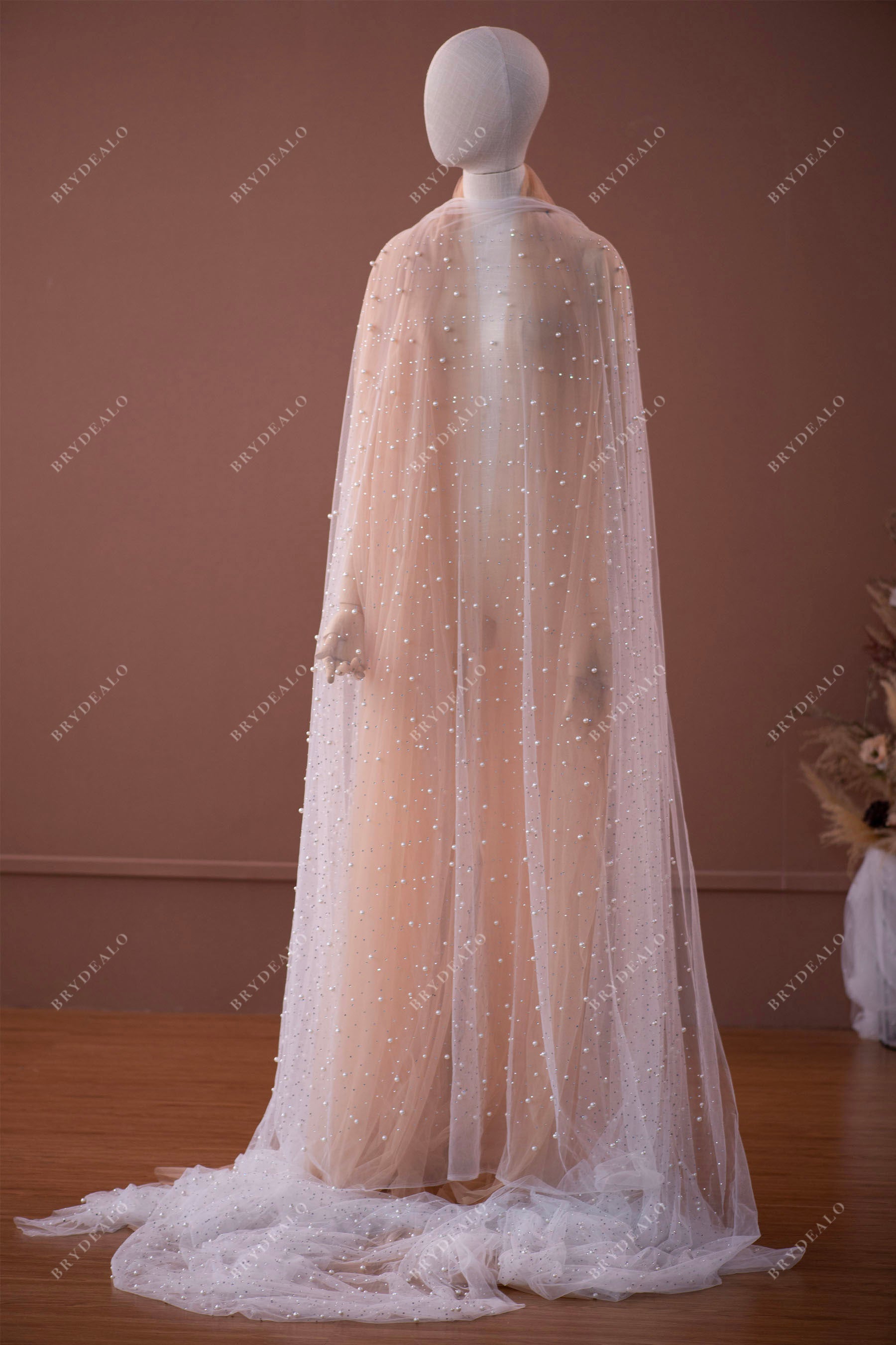 pretty pearl rhinestone tulle fabric