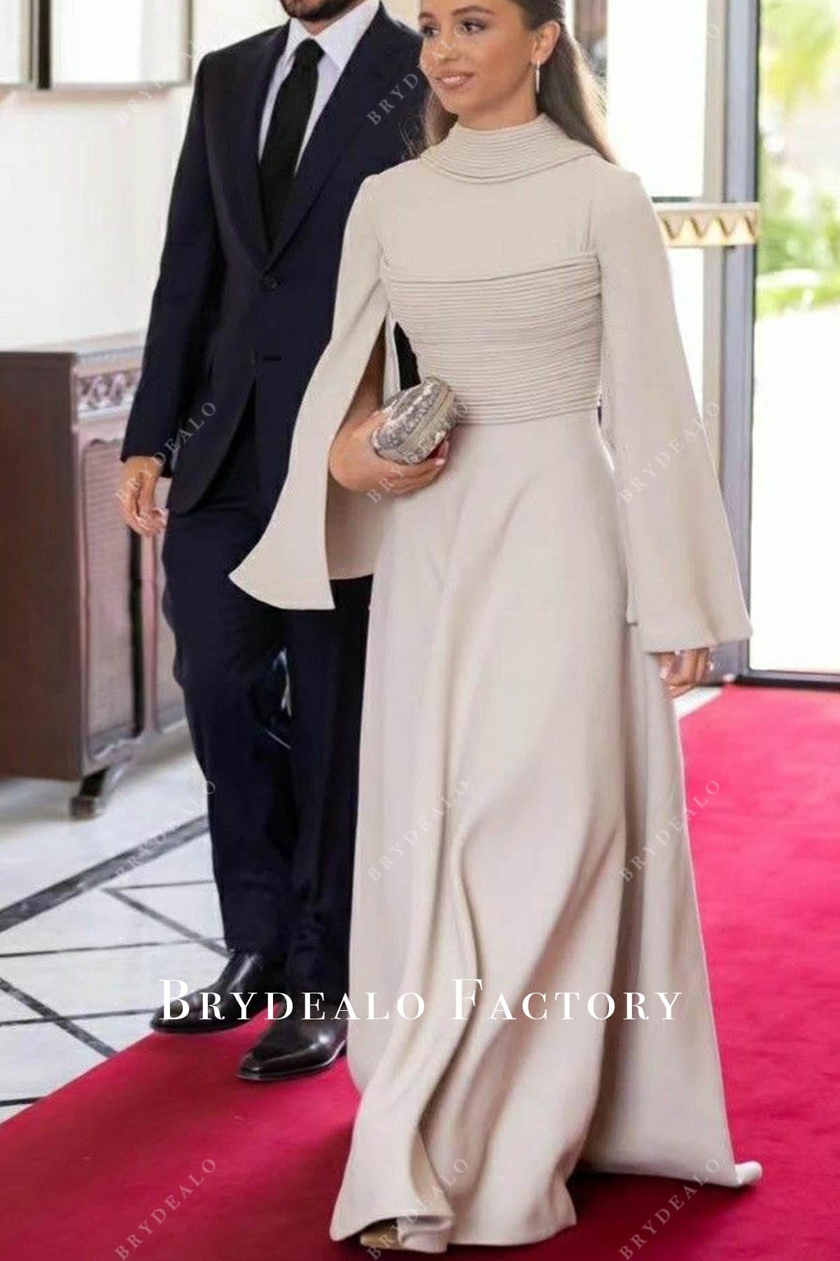 Princess Iman taupe a line dress prince al Hussein royal wedding 2023