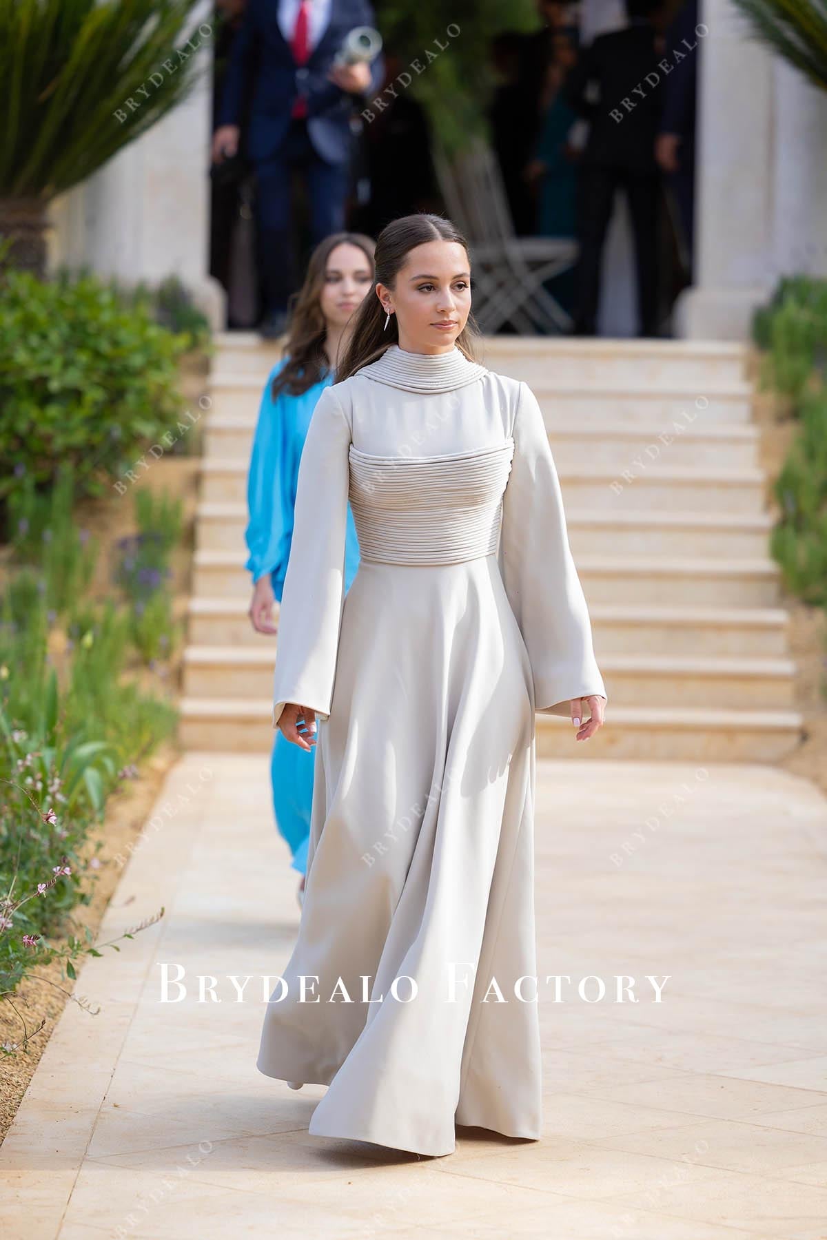 Princess Iman Taupe 2023 Royal Wedding Guest A-Line Gown Princess Iman Taupe 2023 Royal Wedding Guest A-Line Gown