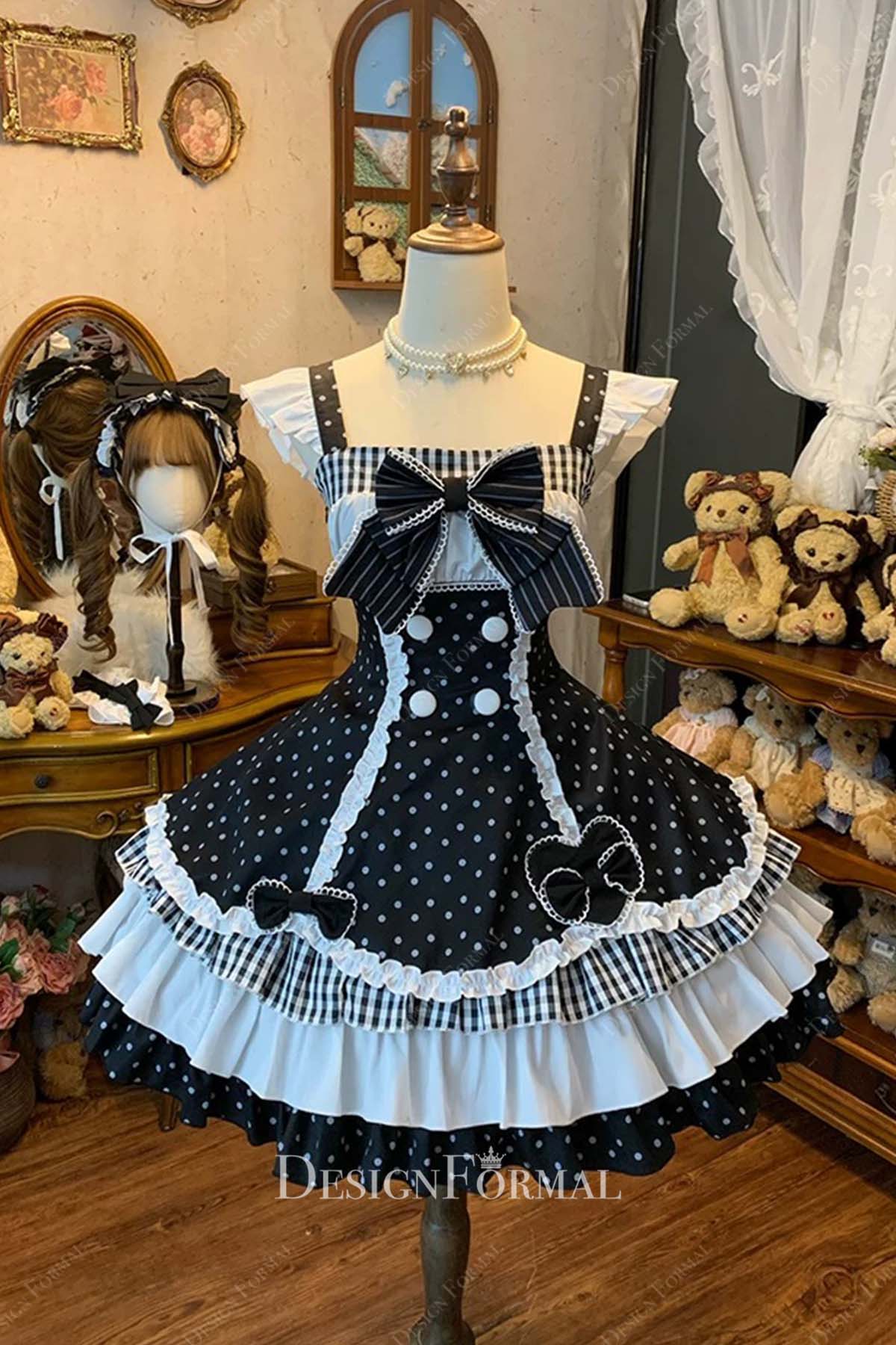 print short puffy a line lolita dress
