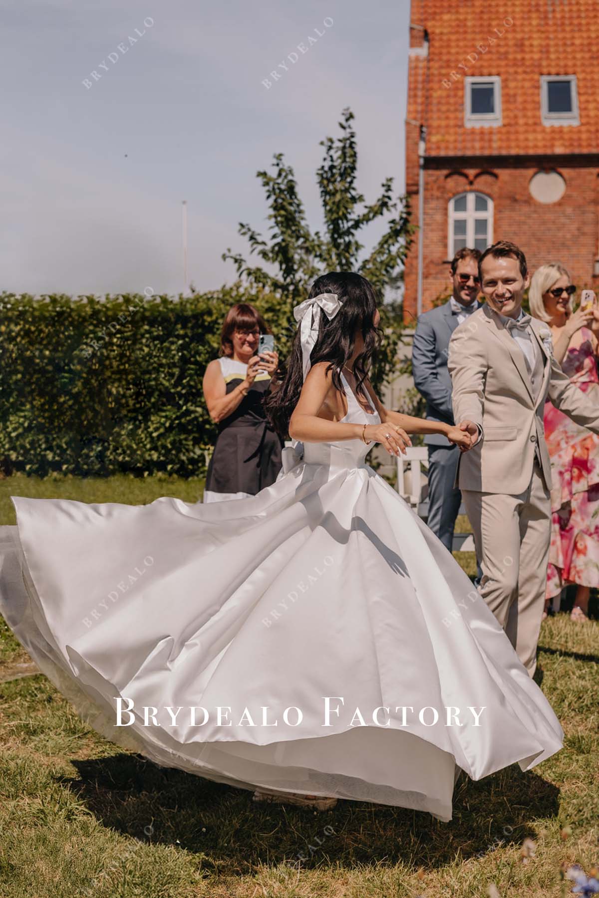 puffy A-line long wedding dress