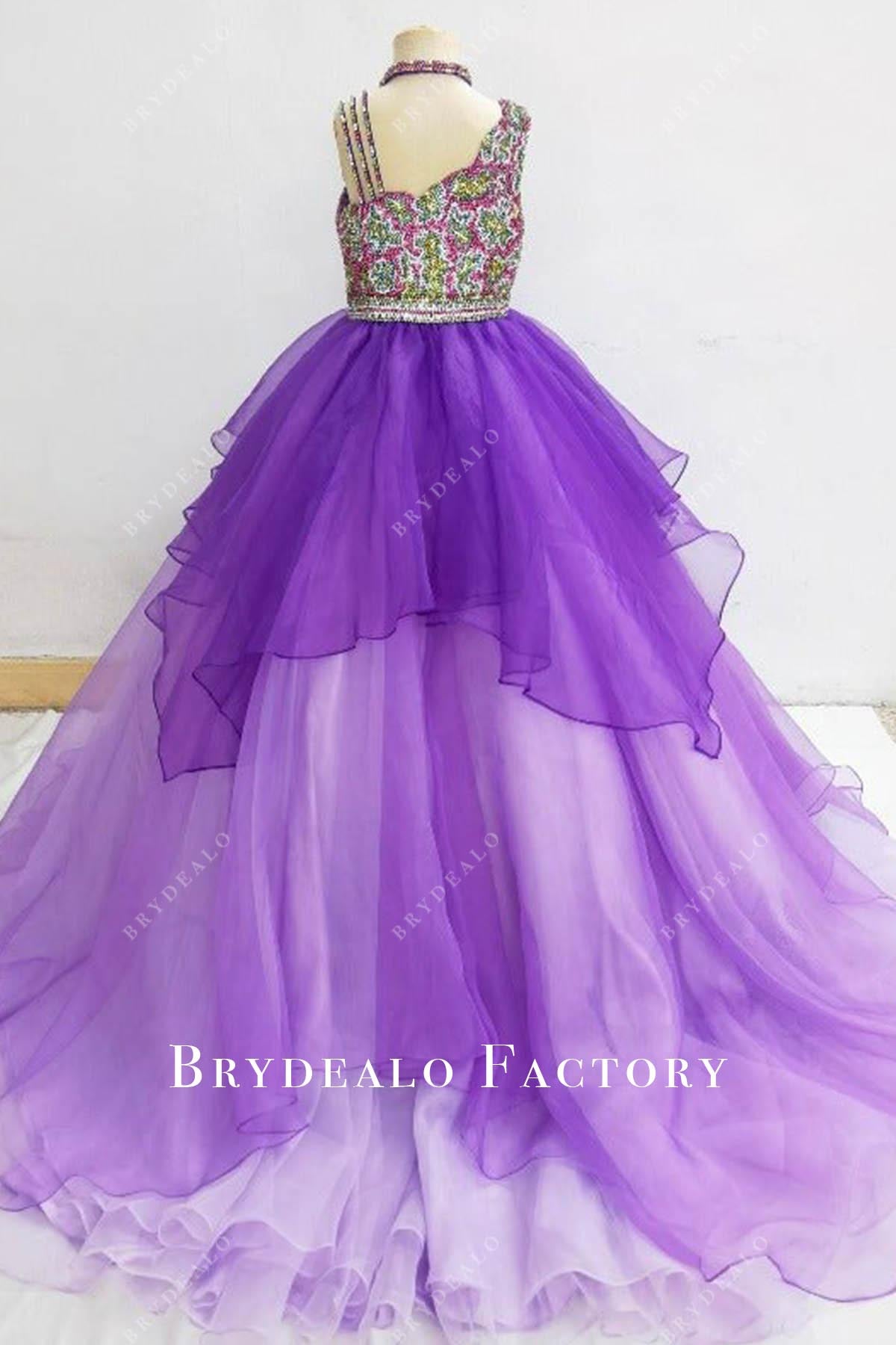 purple a line pageant dress
