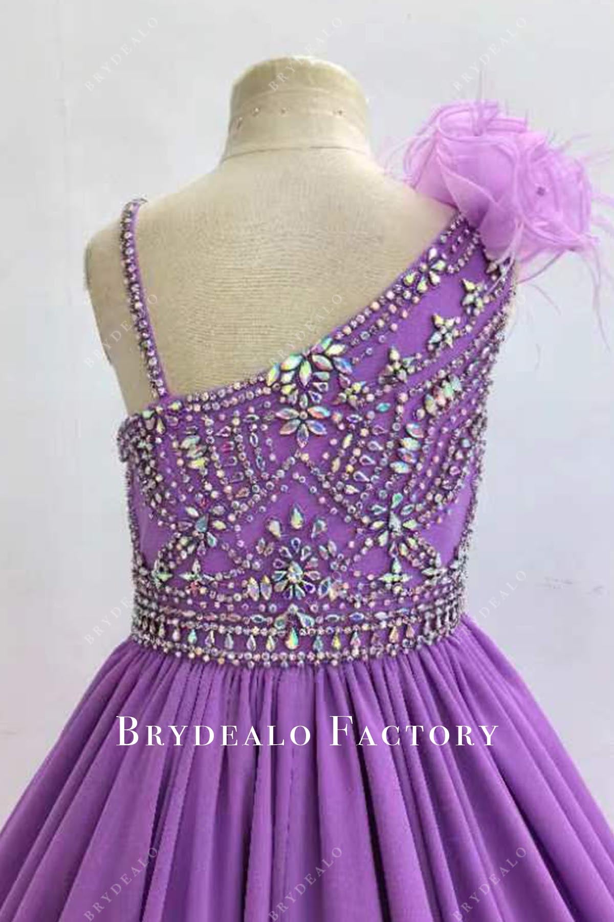 purple asymmetrical pageant dress