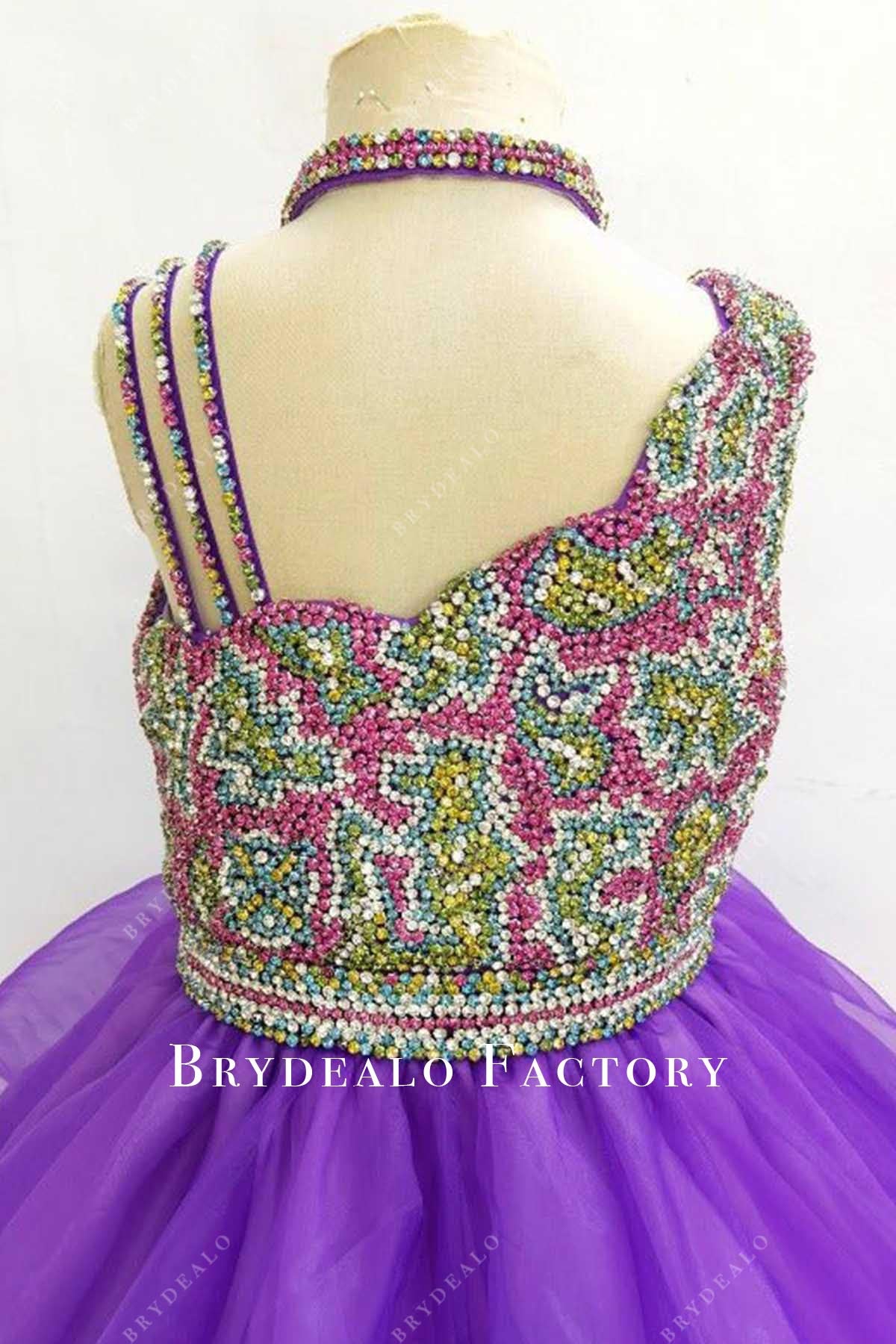 purple asymmetrical pageant dress