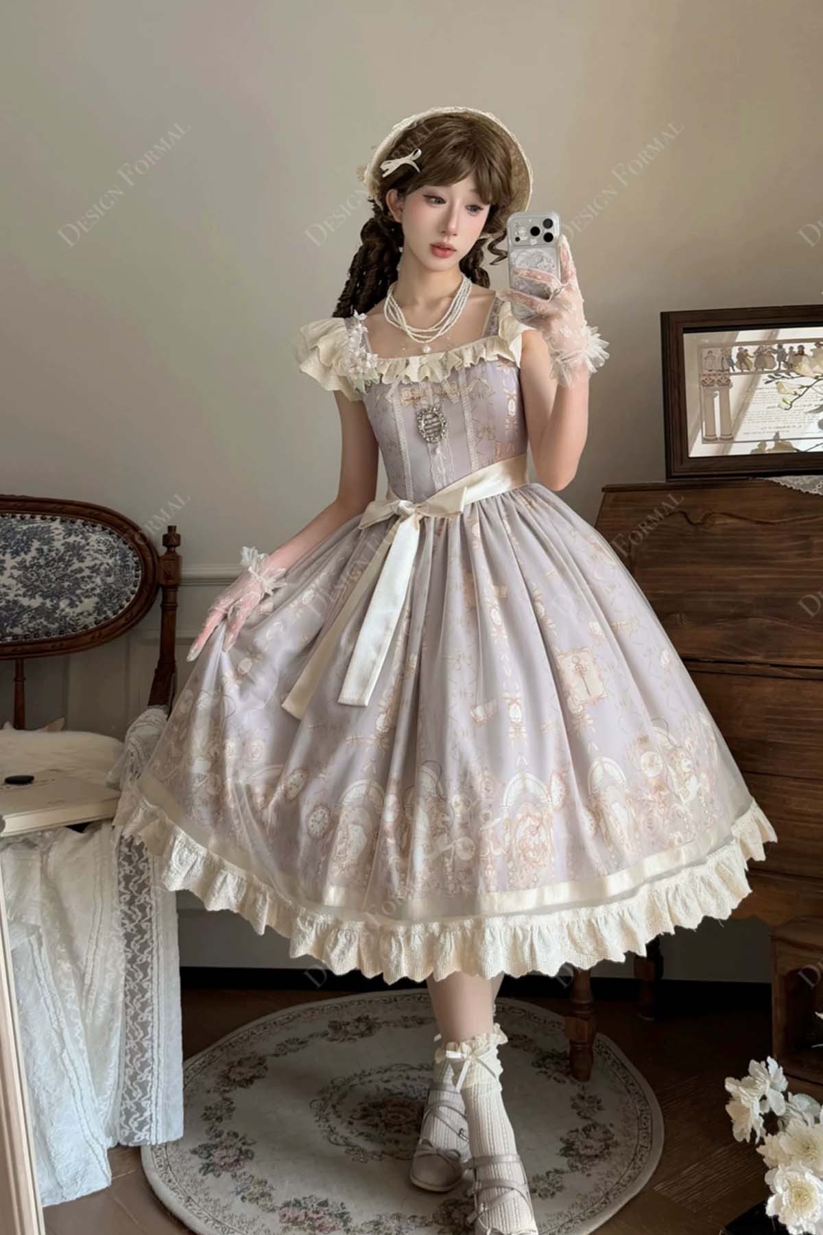 purple print lolita dress