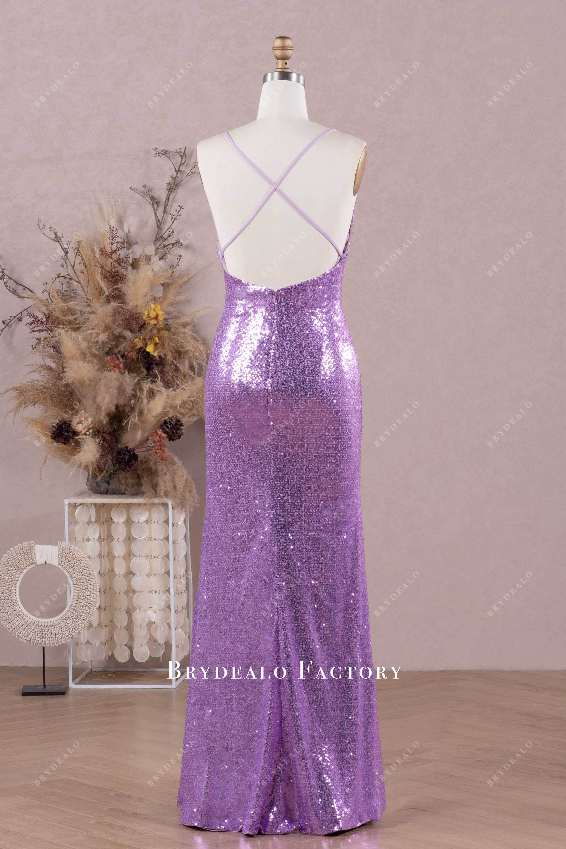 purple sequin formal dress