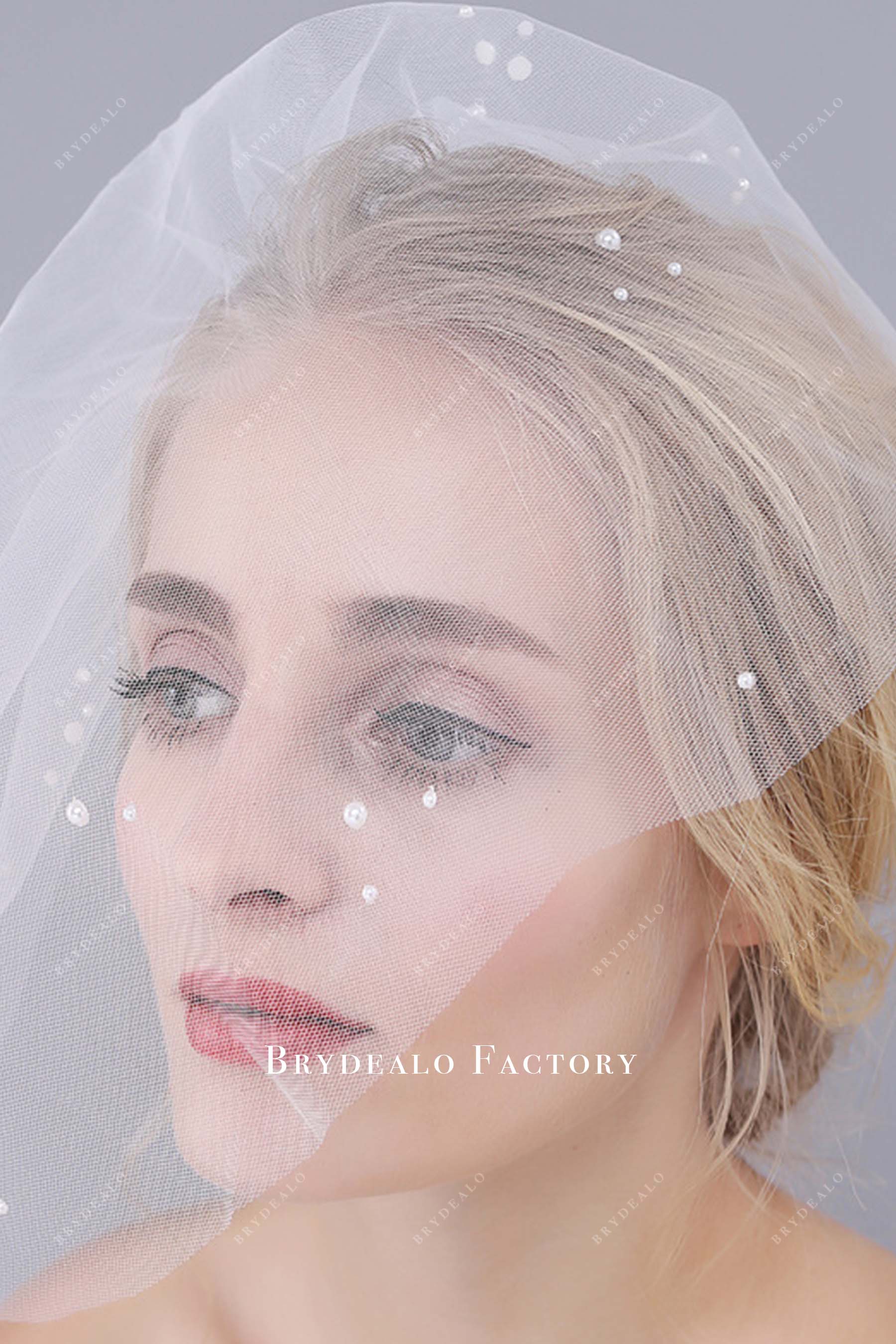 raw cut birdcage bridal veil