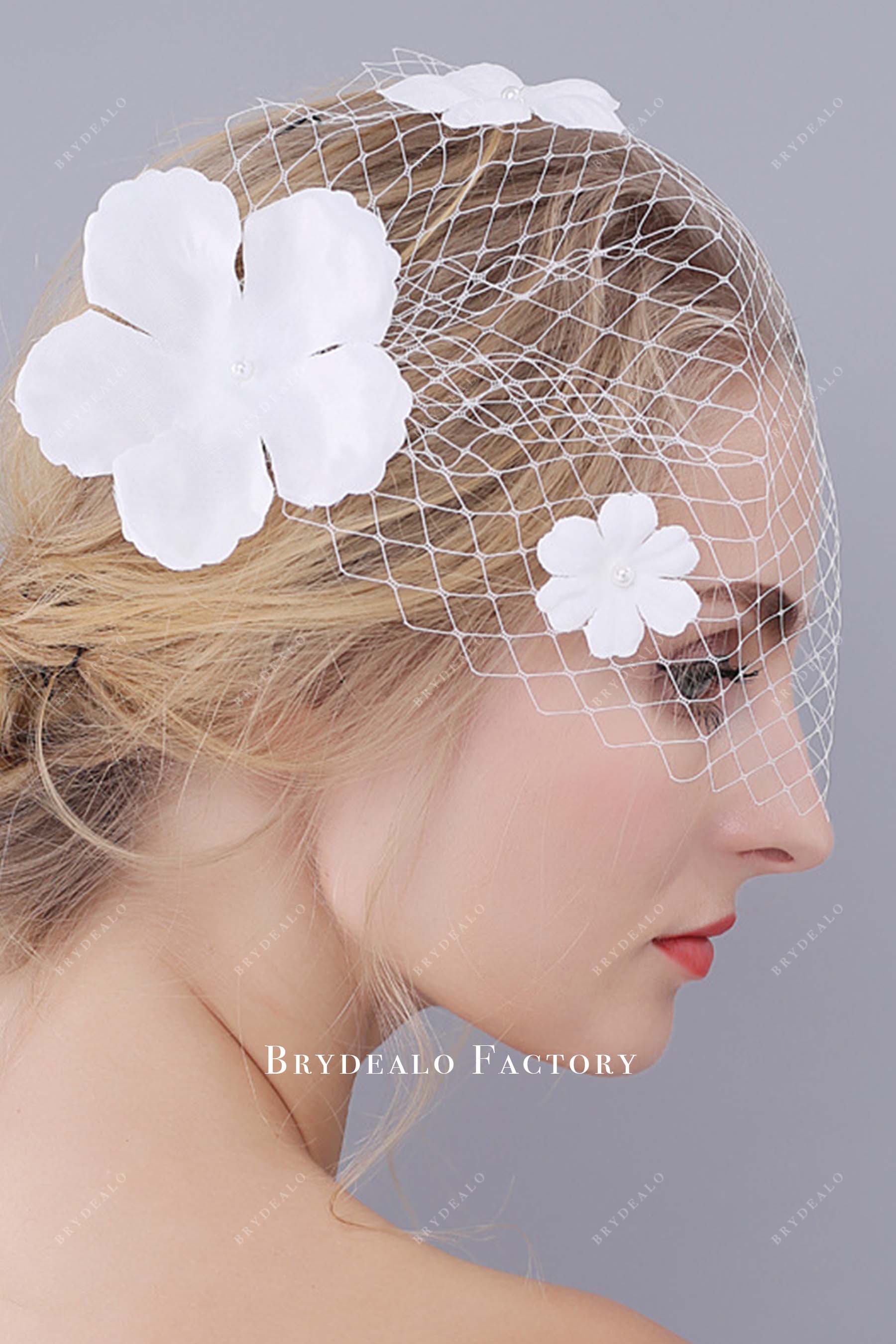 raw cut birdcage bridal veil