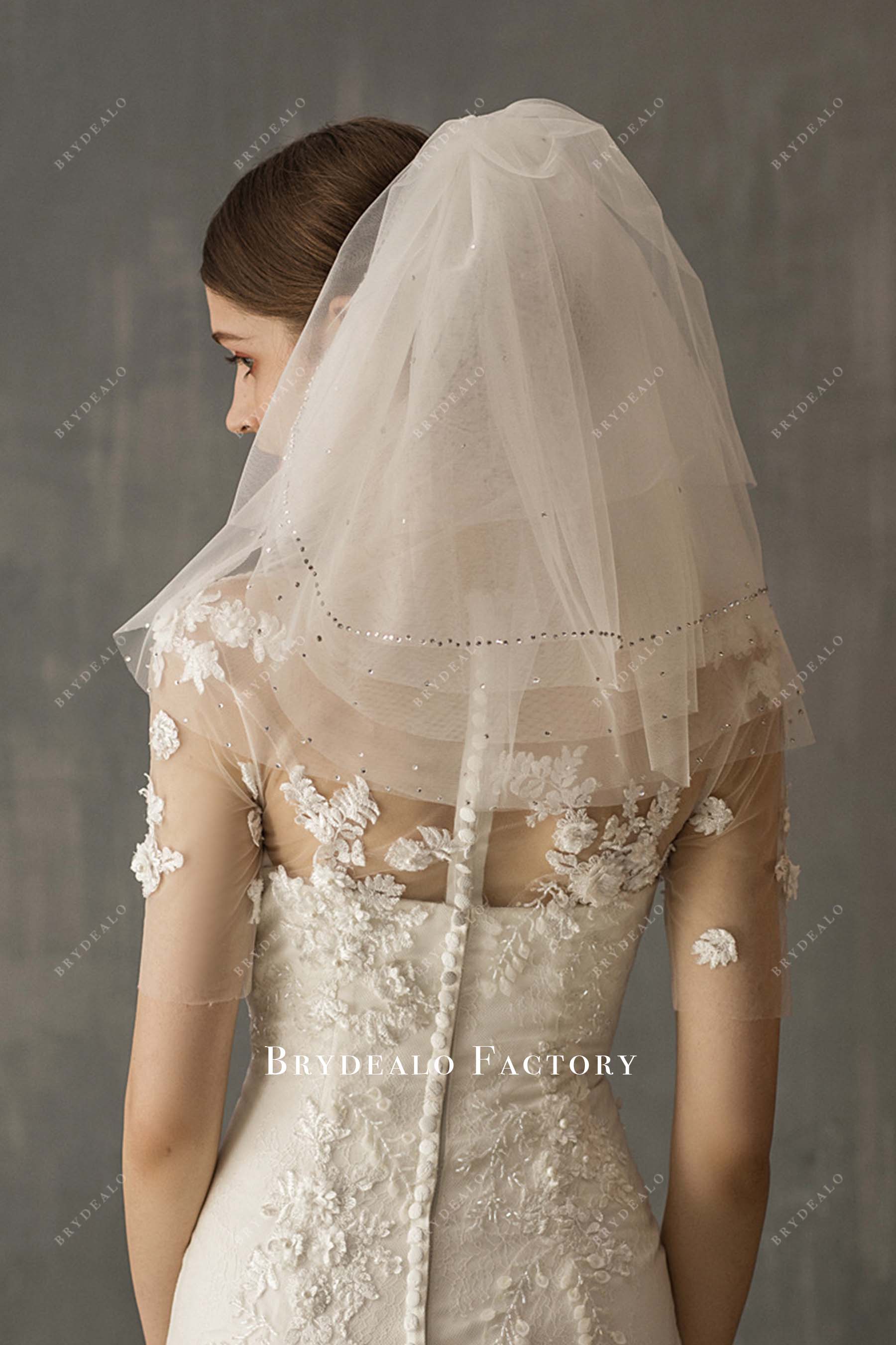 raw cut multi layered bridal veil