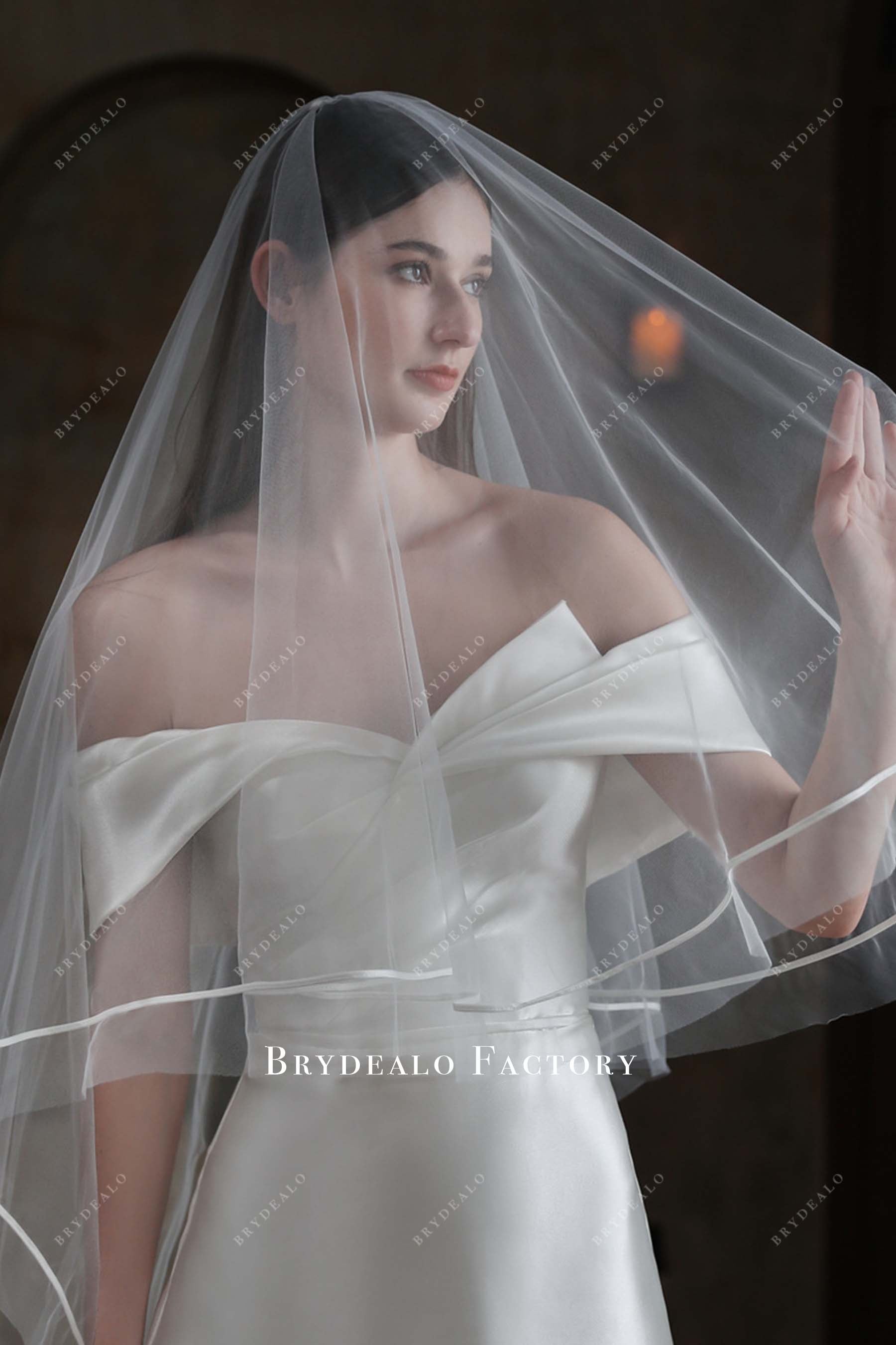 raw cut tulle bridal veil