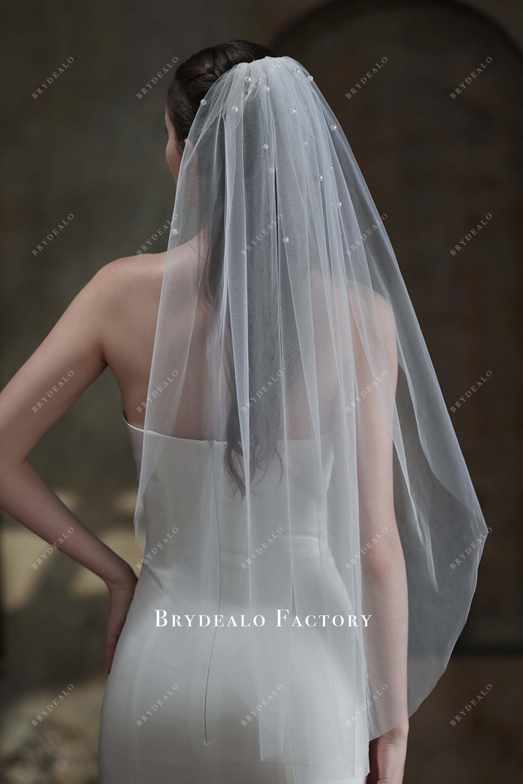 raw cut tulle bridal veil