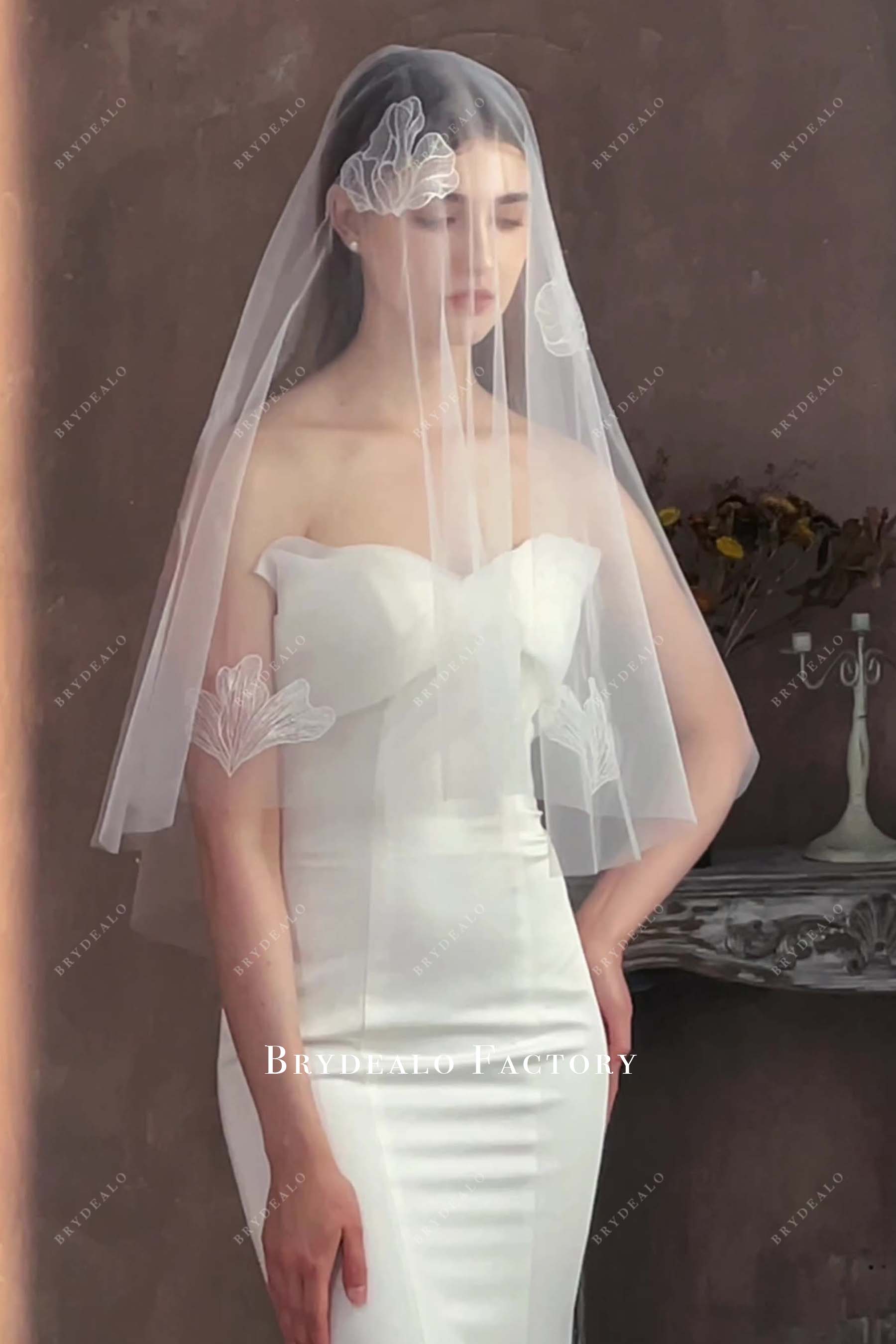 raw cut tulle bridal veil