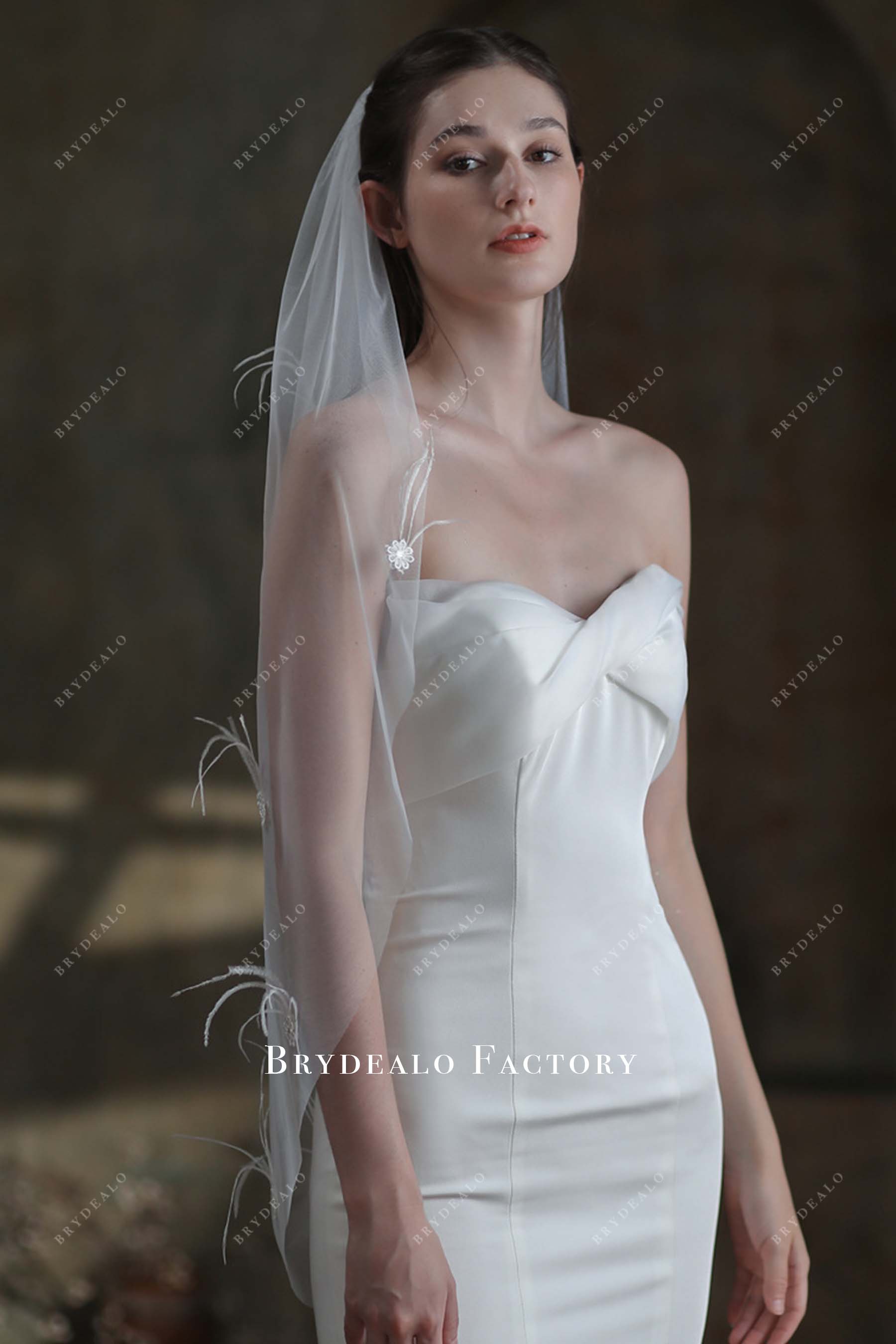 raw cut tulle bridal veil