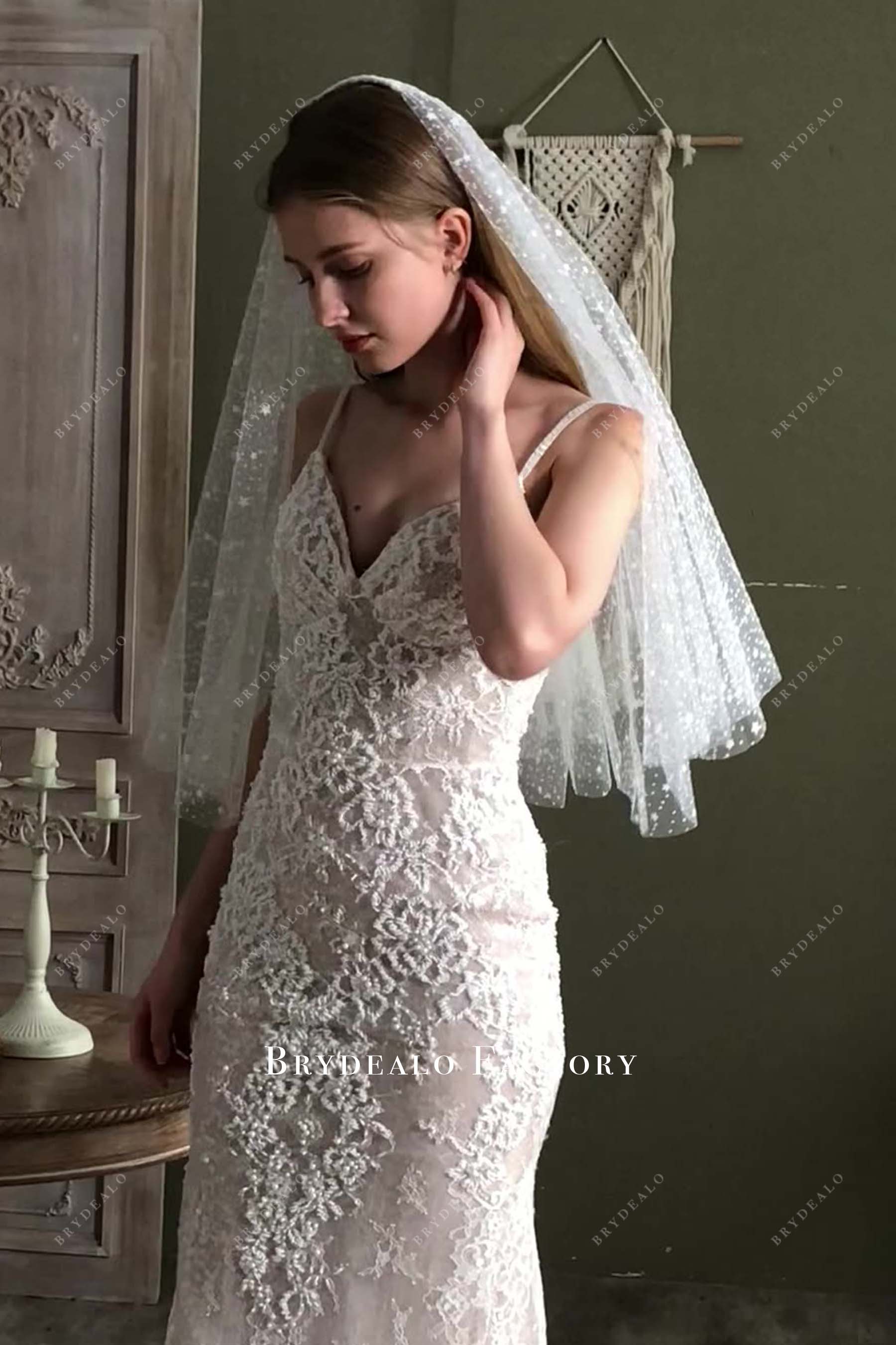 raw cut tulle bridal veil