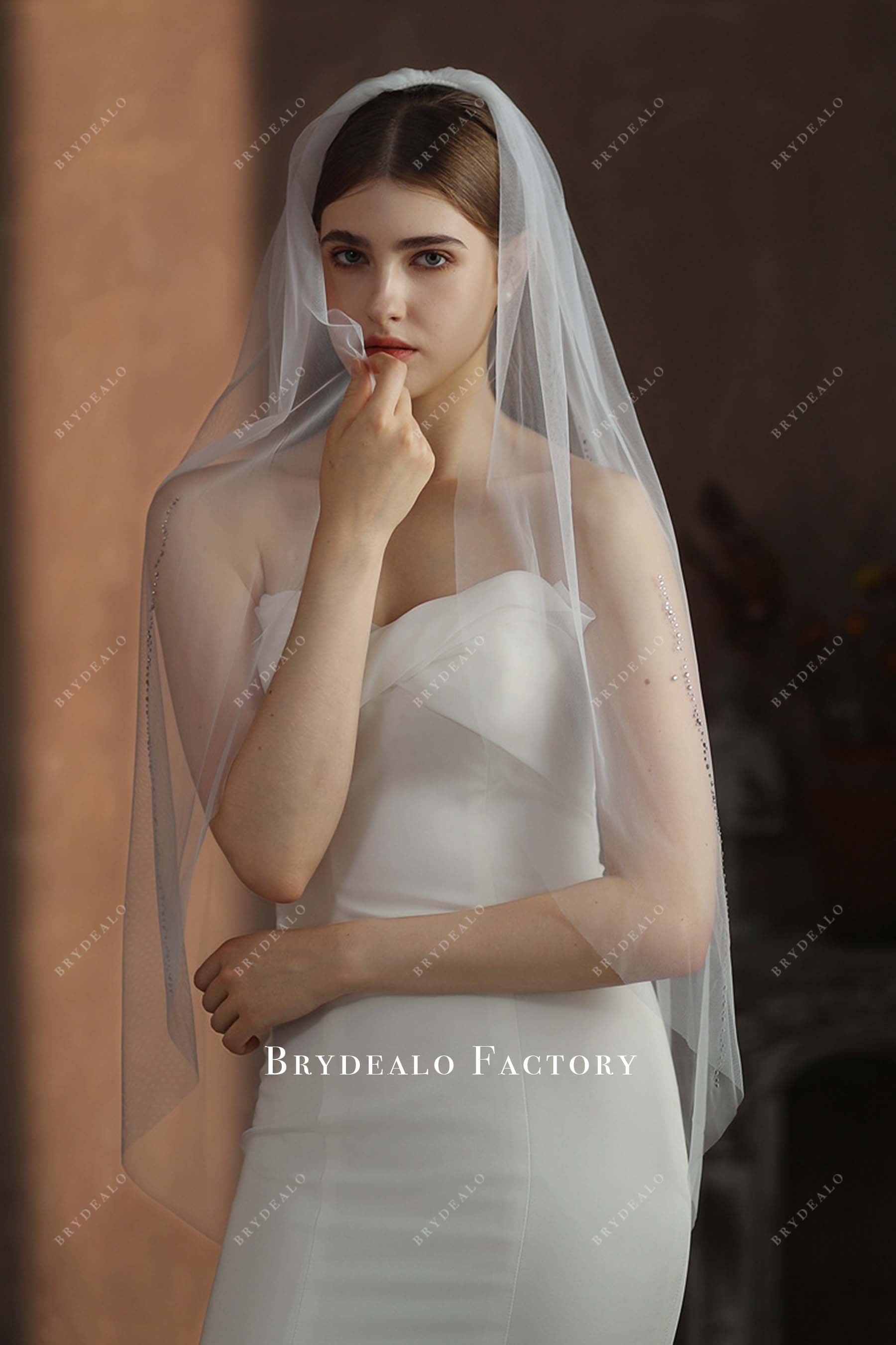 raw cut tulle veil