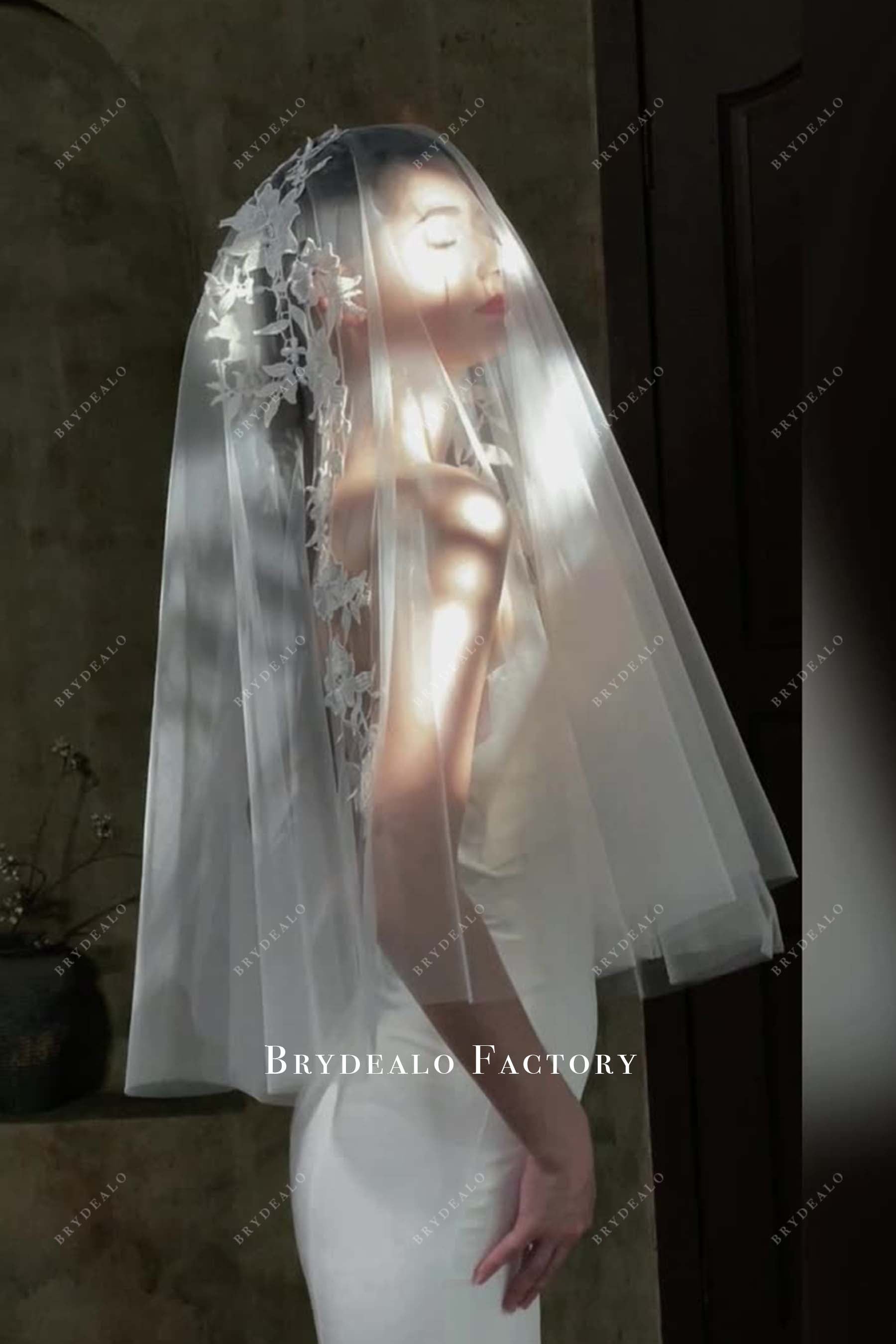 raw cut tulle wedding veil