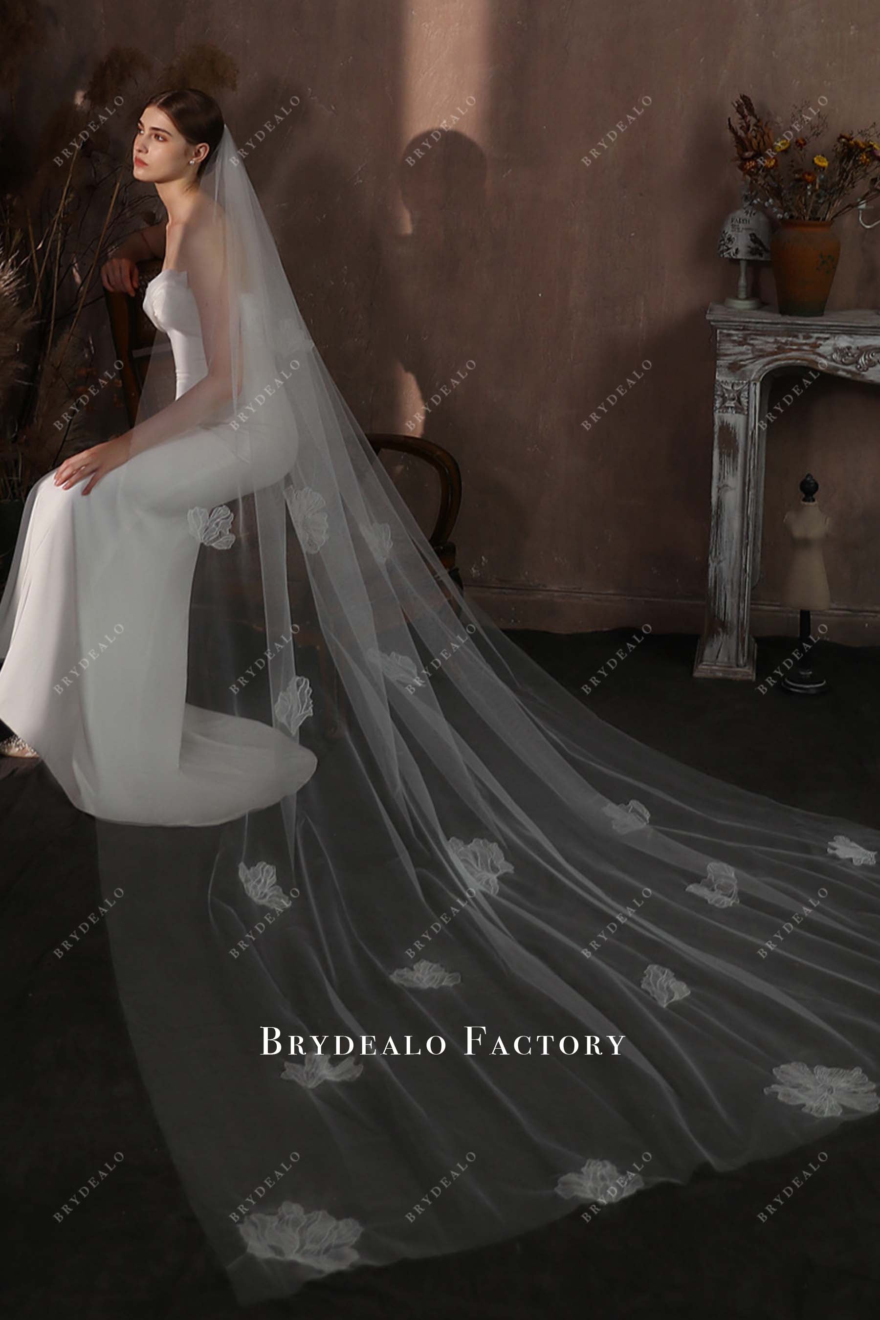 raw cut tulle wedding veil