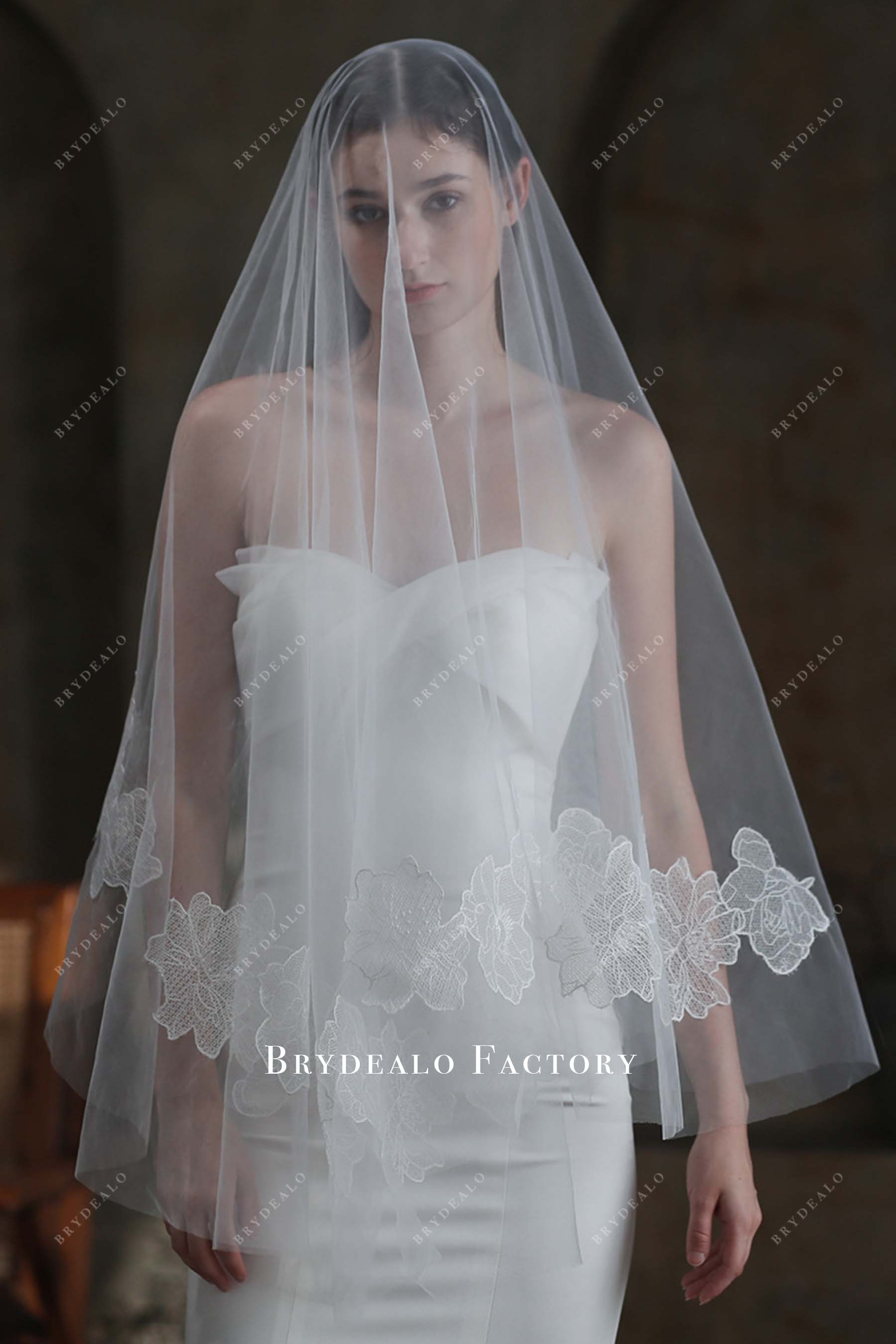 raw cut tulle wedding veil
