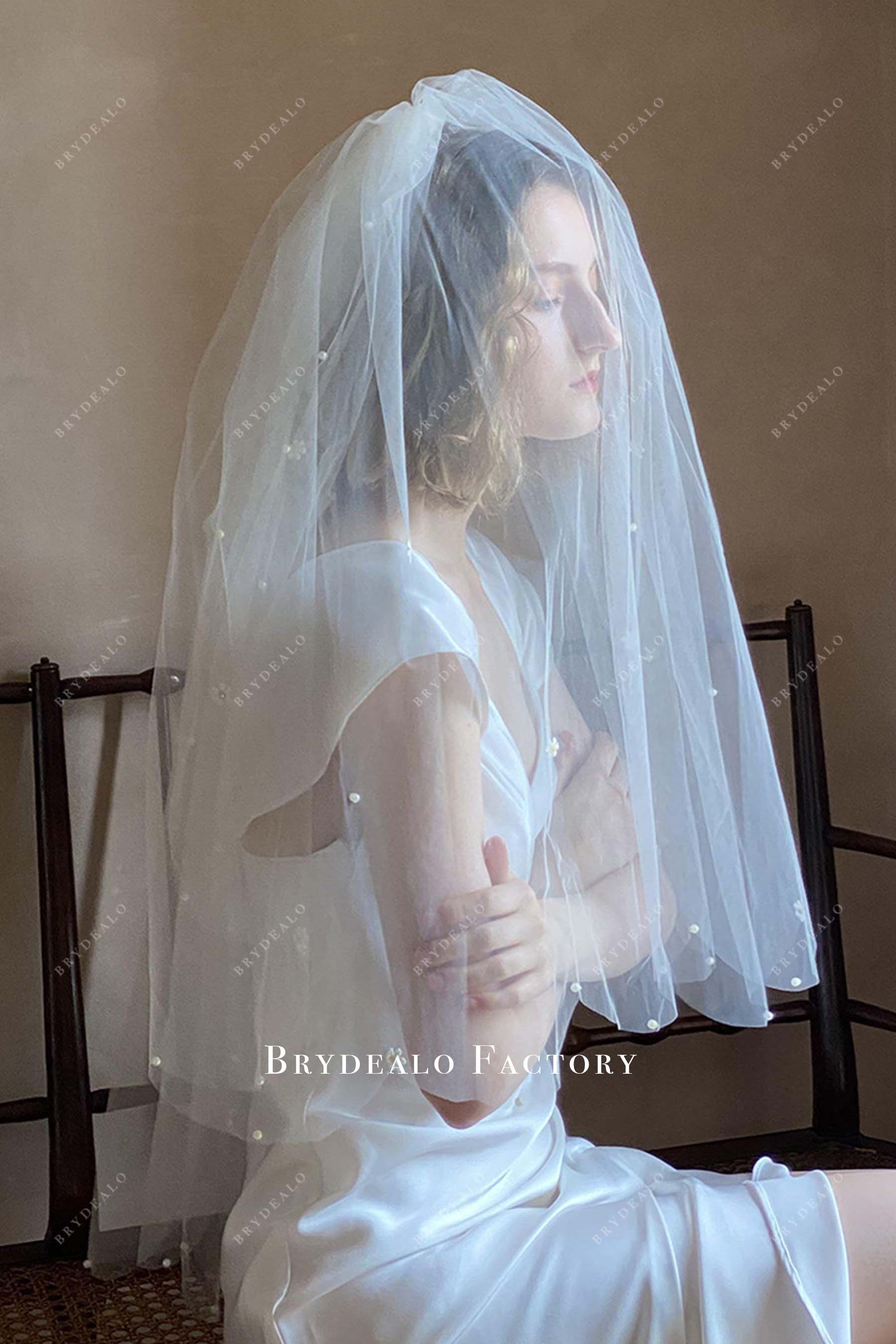 raw cut tulle wedding veil