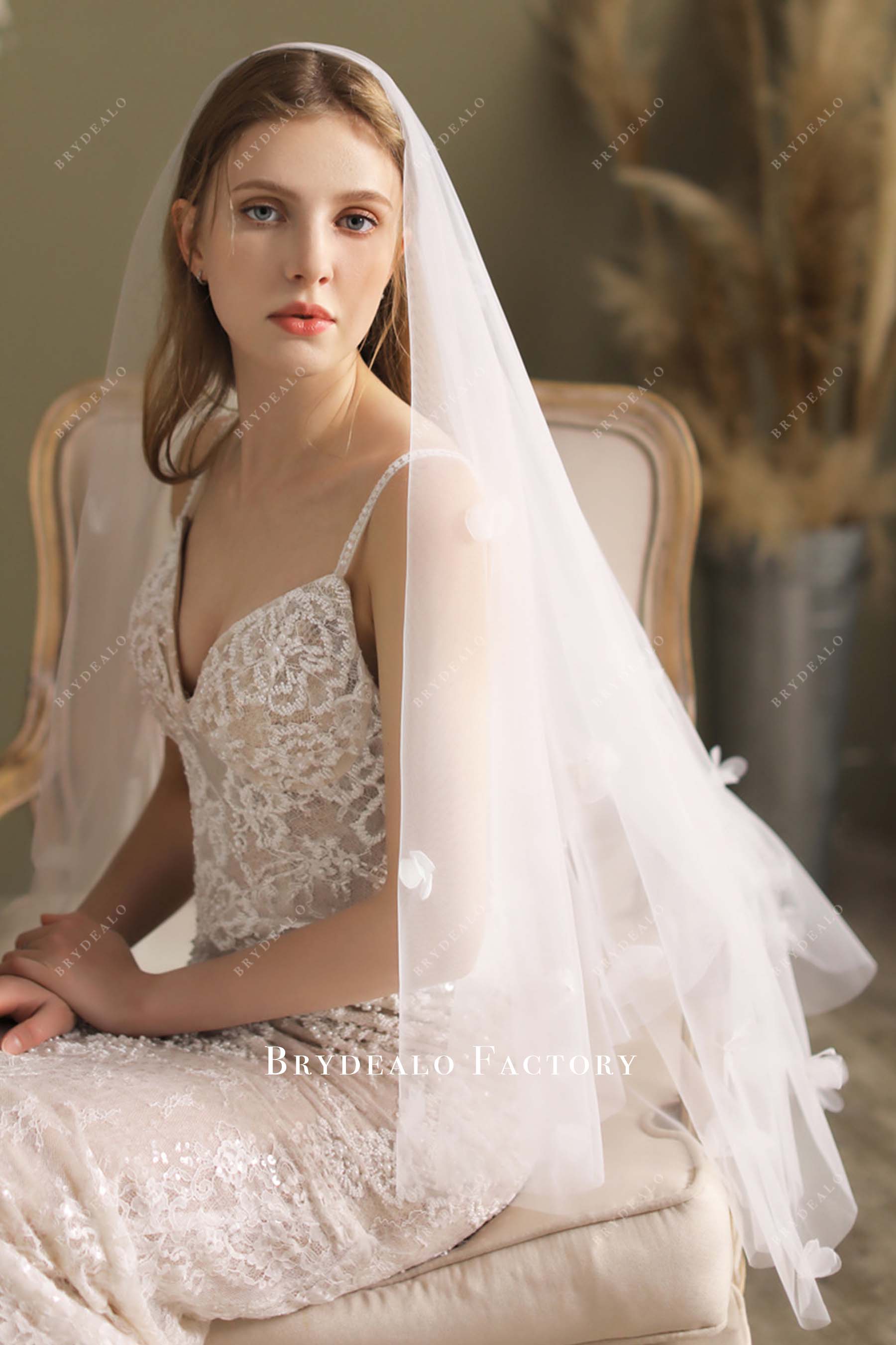 raw cut two tiers wedding veil