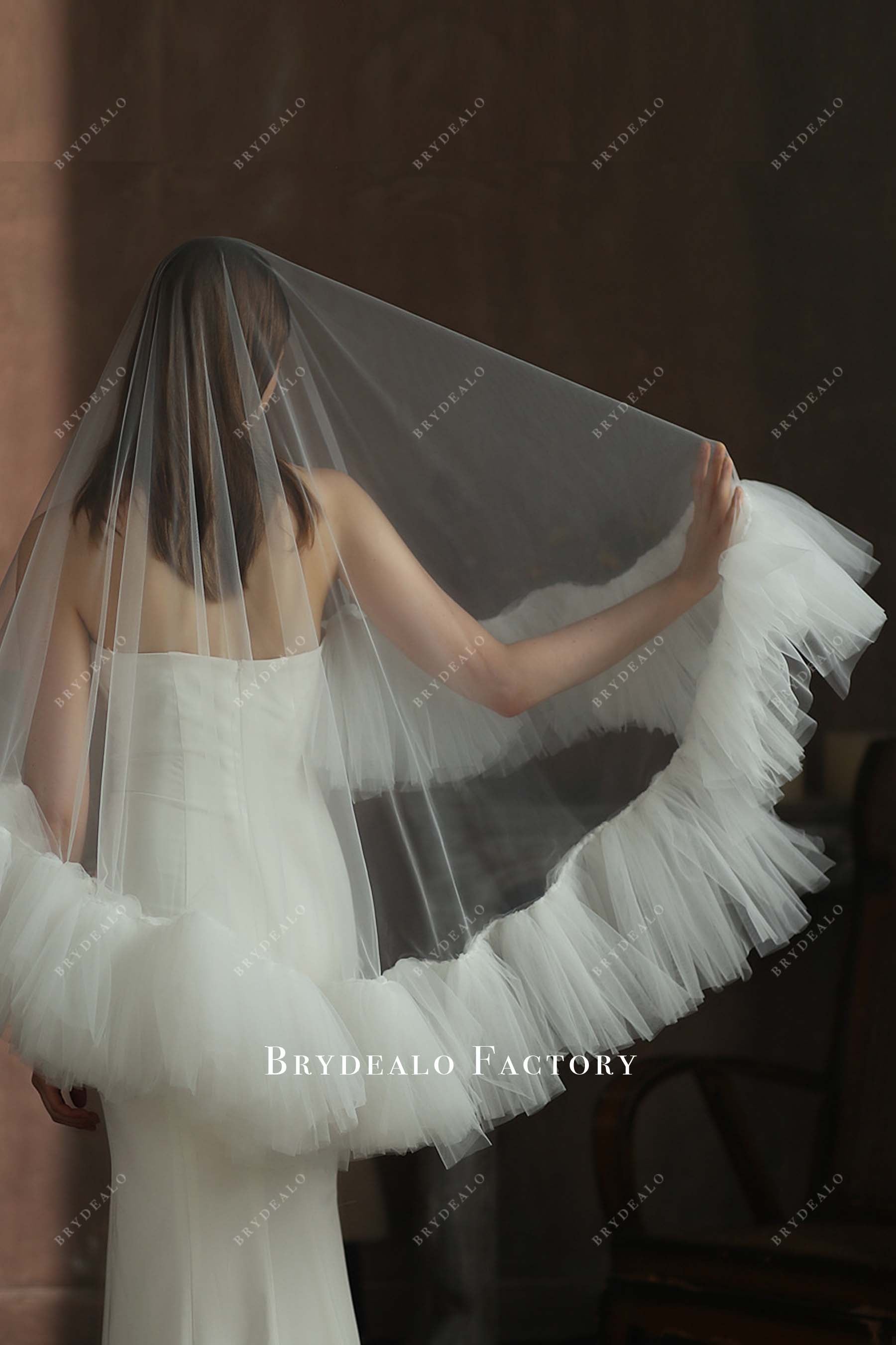 raw cut wedding veil