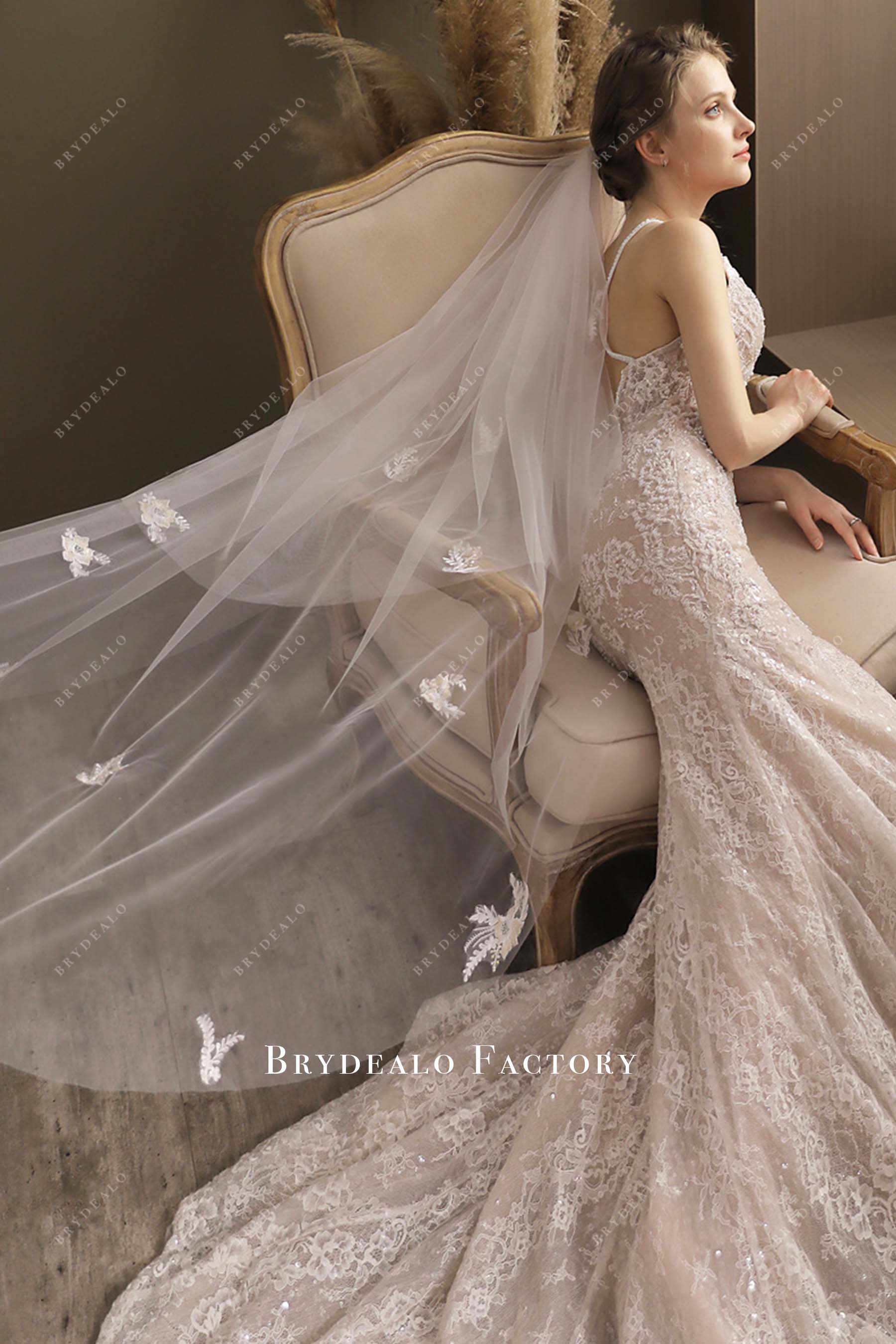 raw cut wedding veil