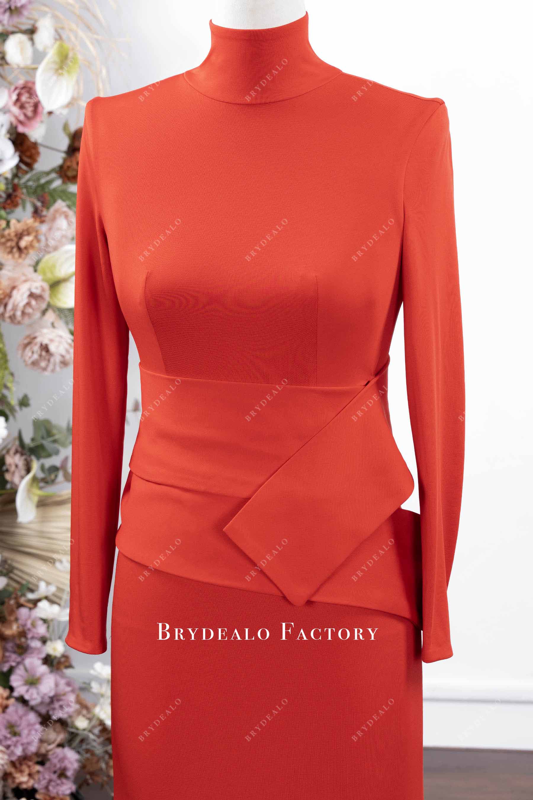 red asymmetrical waist formal dress