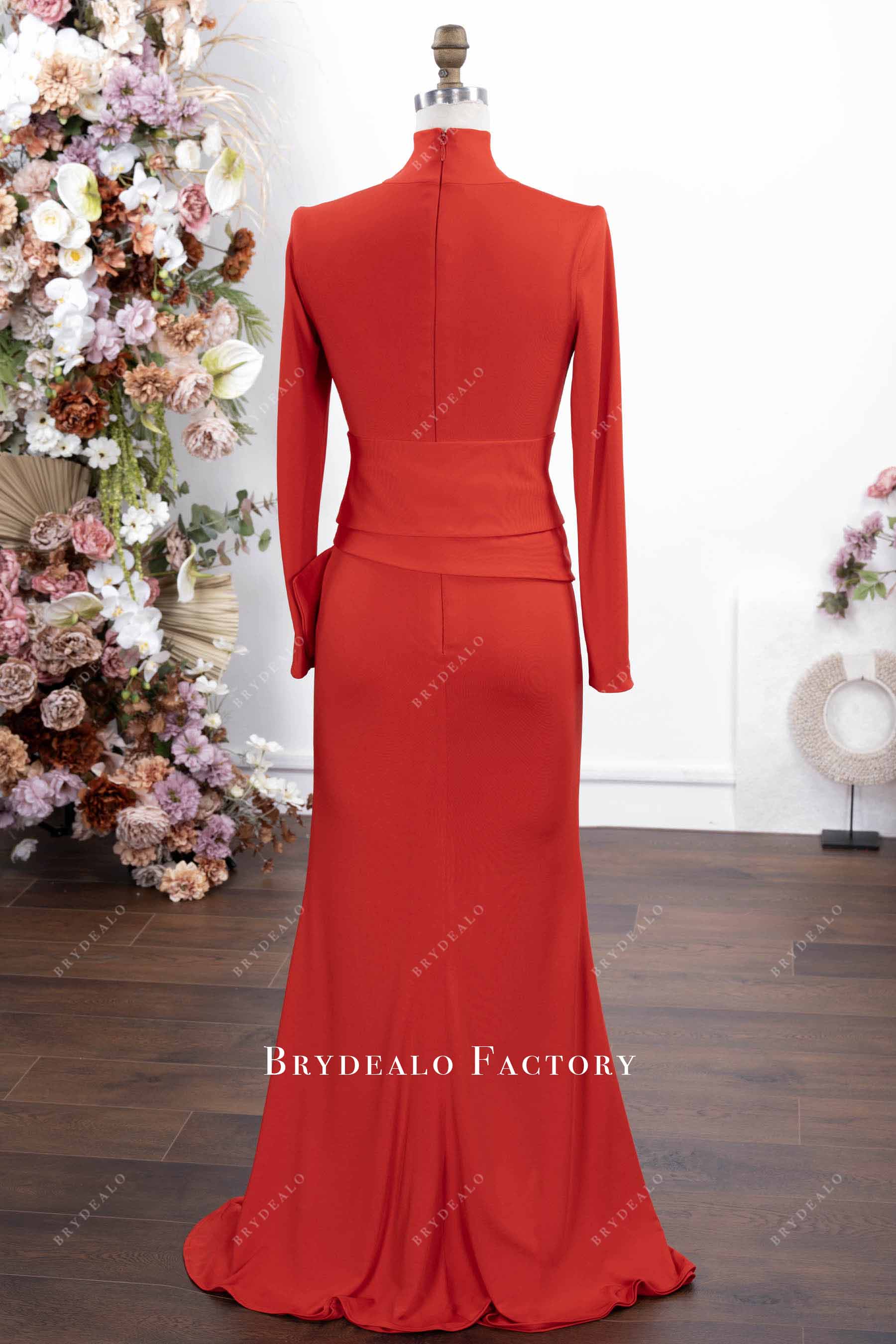 red high neck formal dress