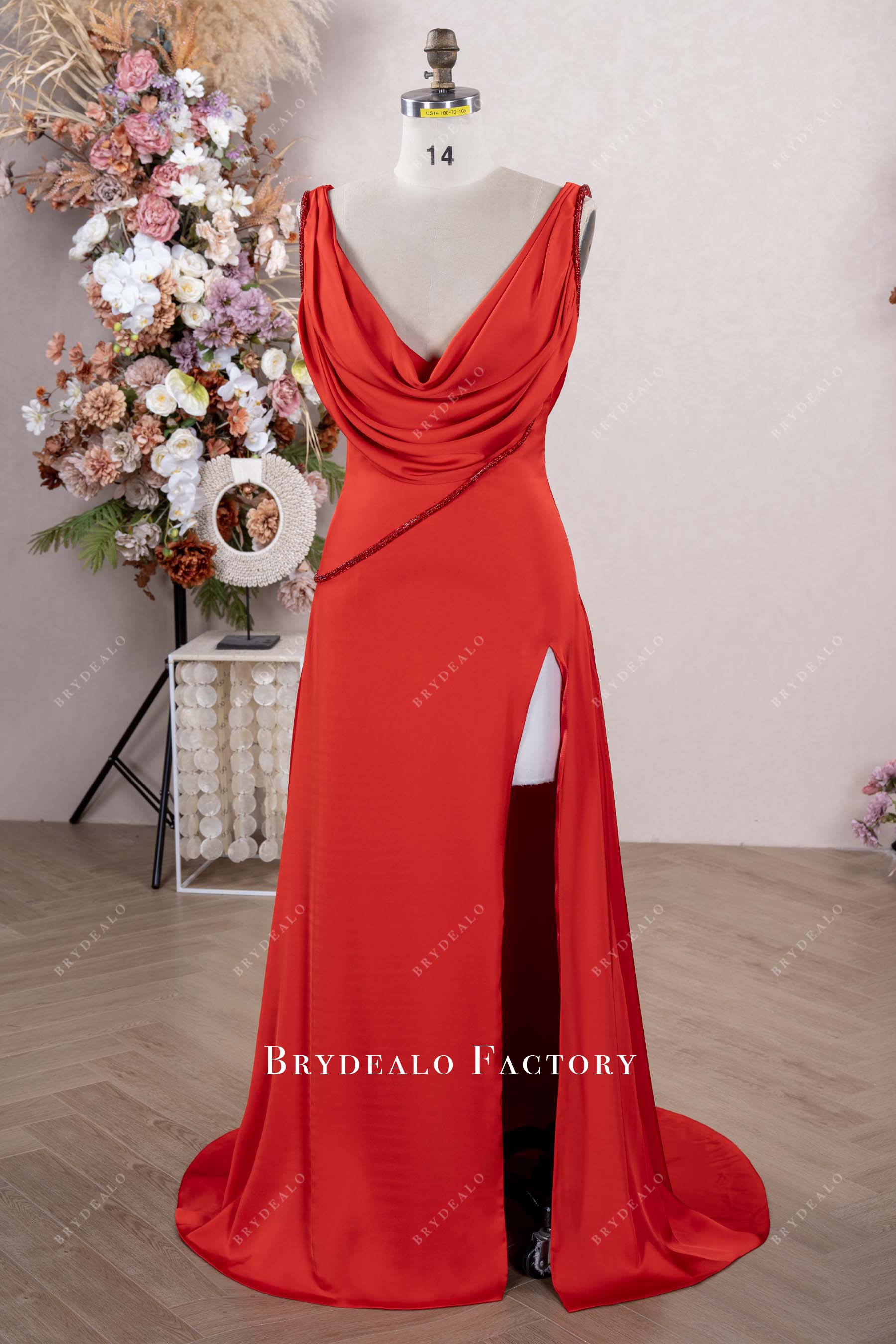 red high slit celebrity dress