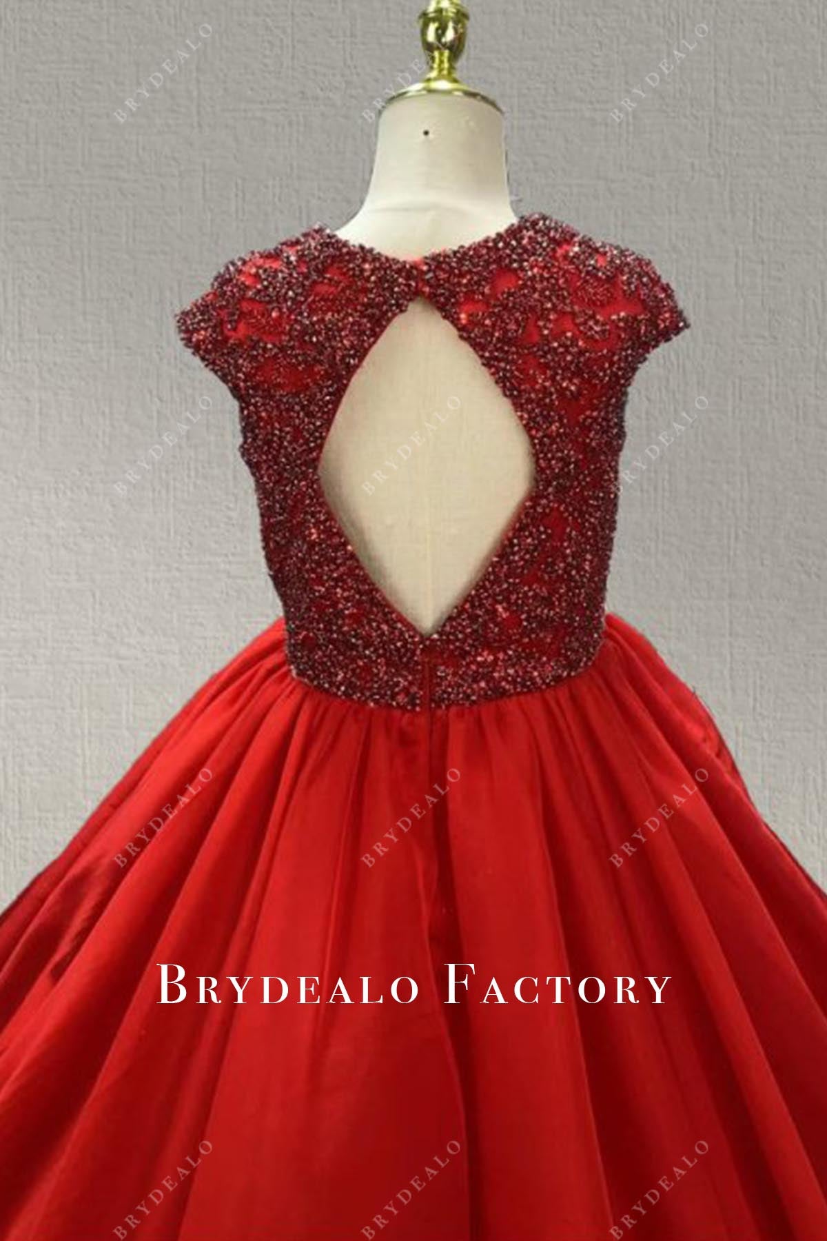 red keyhole back pageant dress