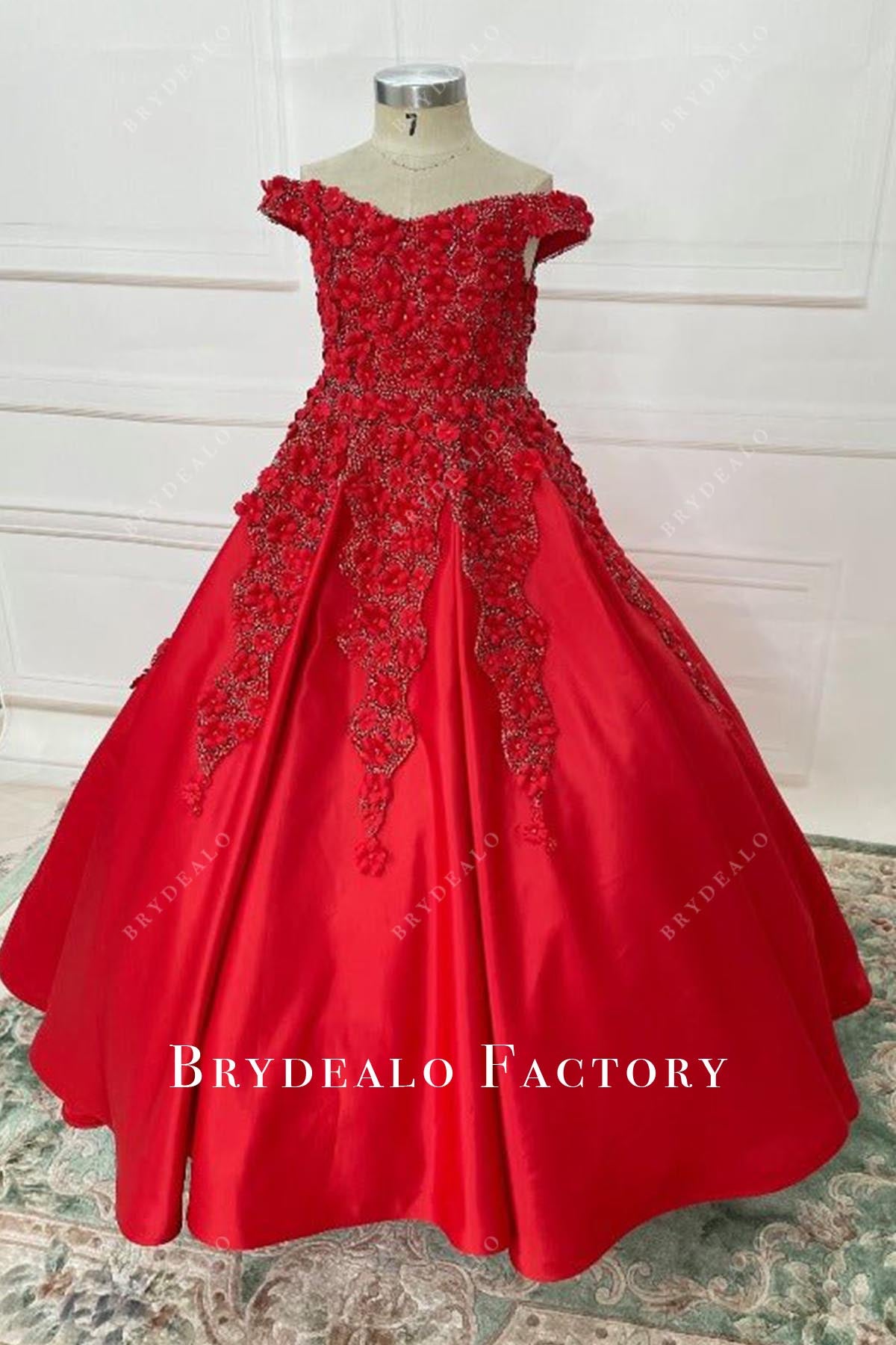 red lace a line pageant dress