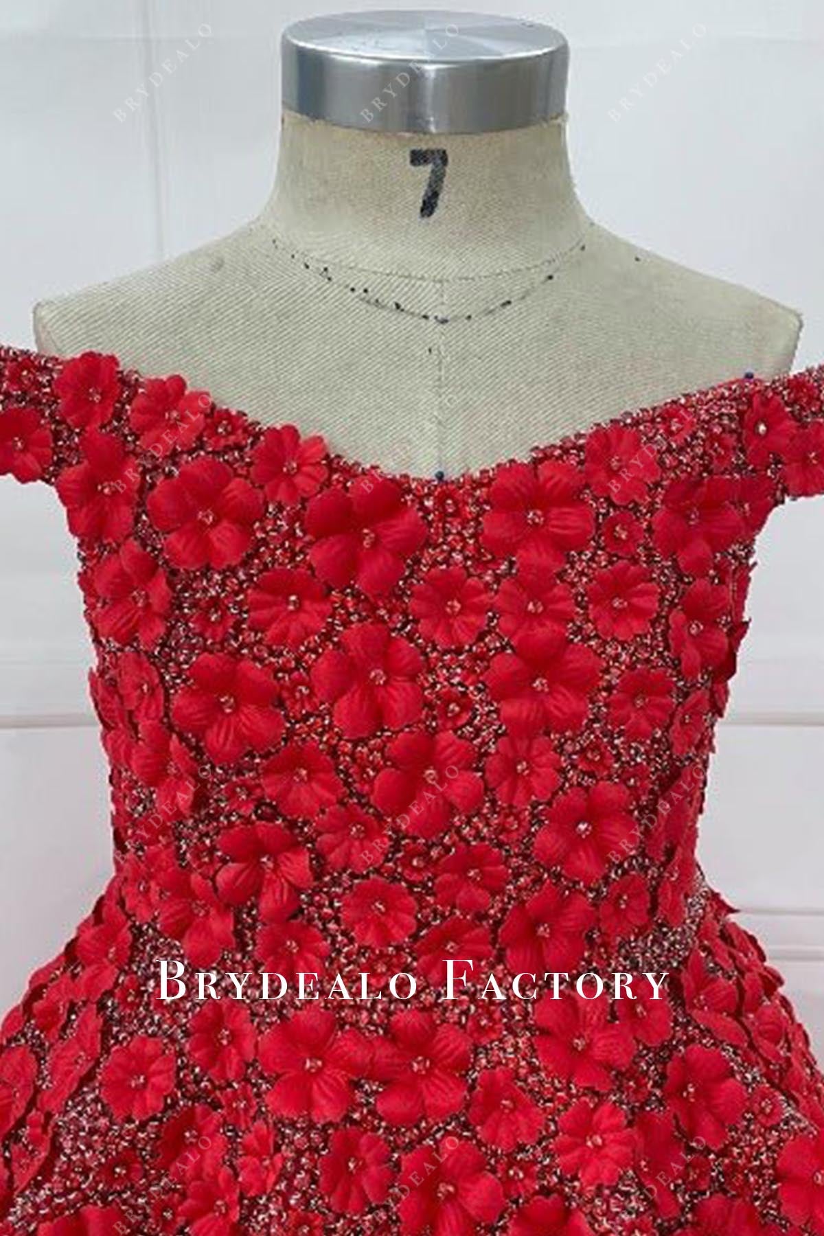 red lace off shoulder pageant dress