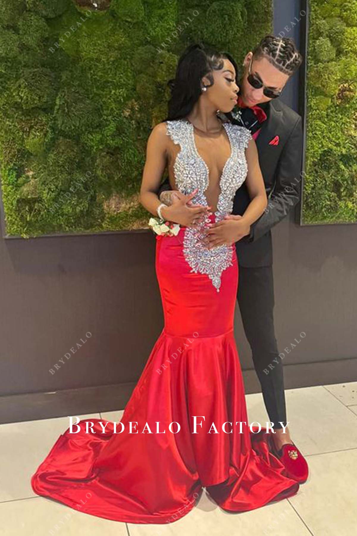 Red Sequin Mermaid Prom Dress Peacock