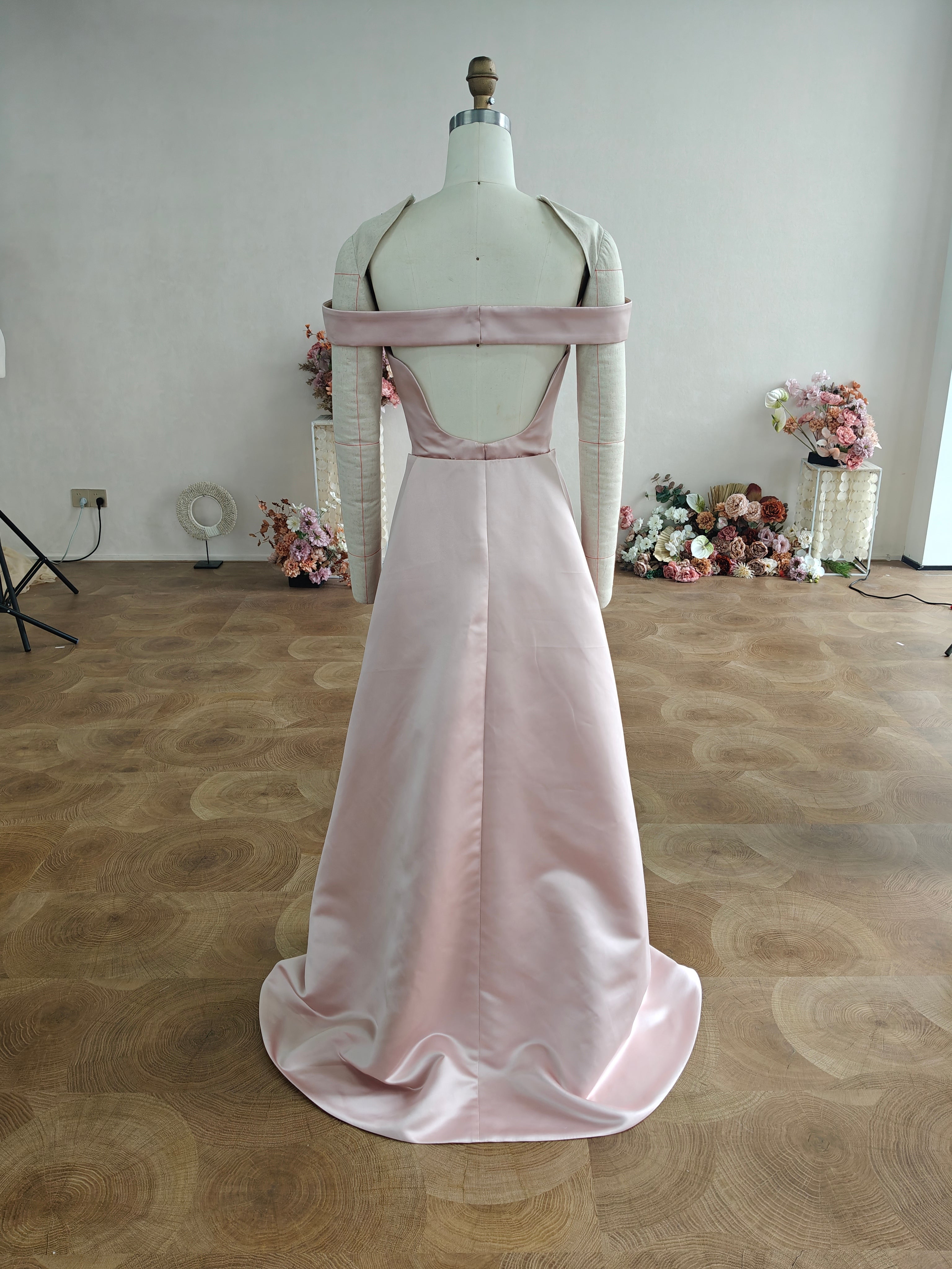 red off shoulder prom dress