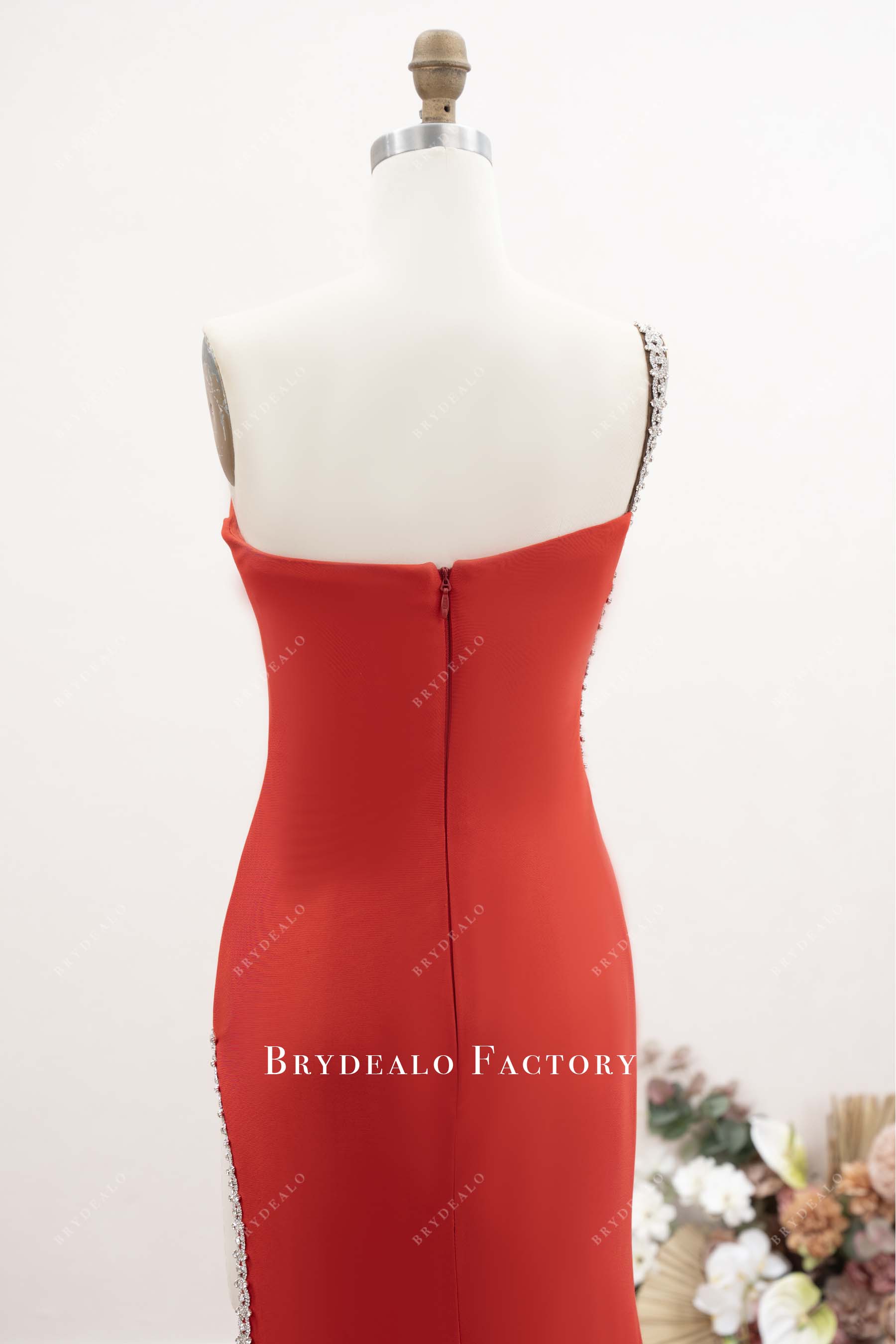 red open back formal dress