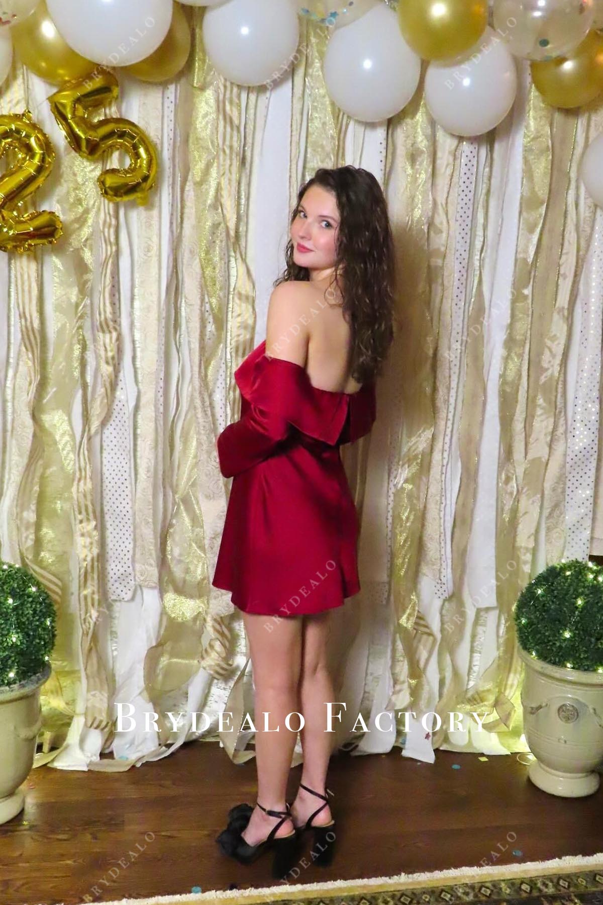 red open back prom dress