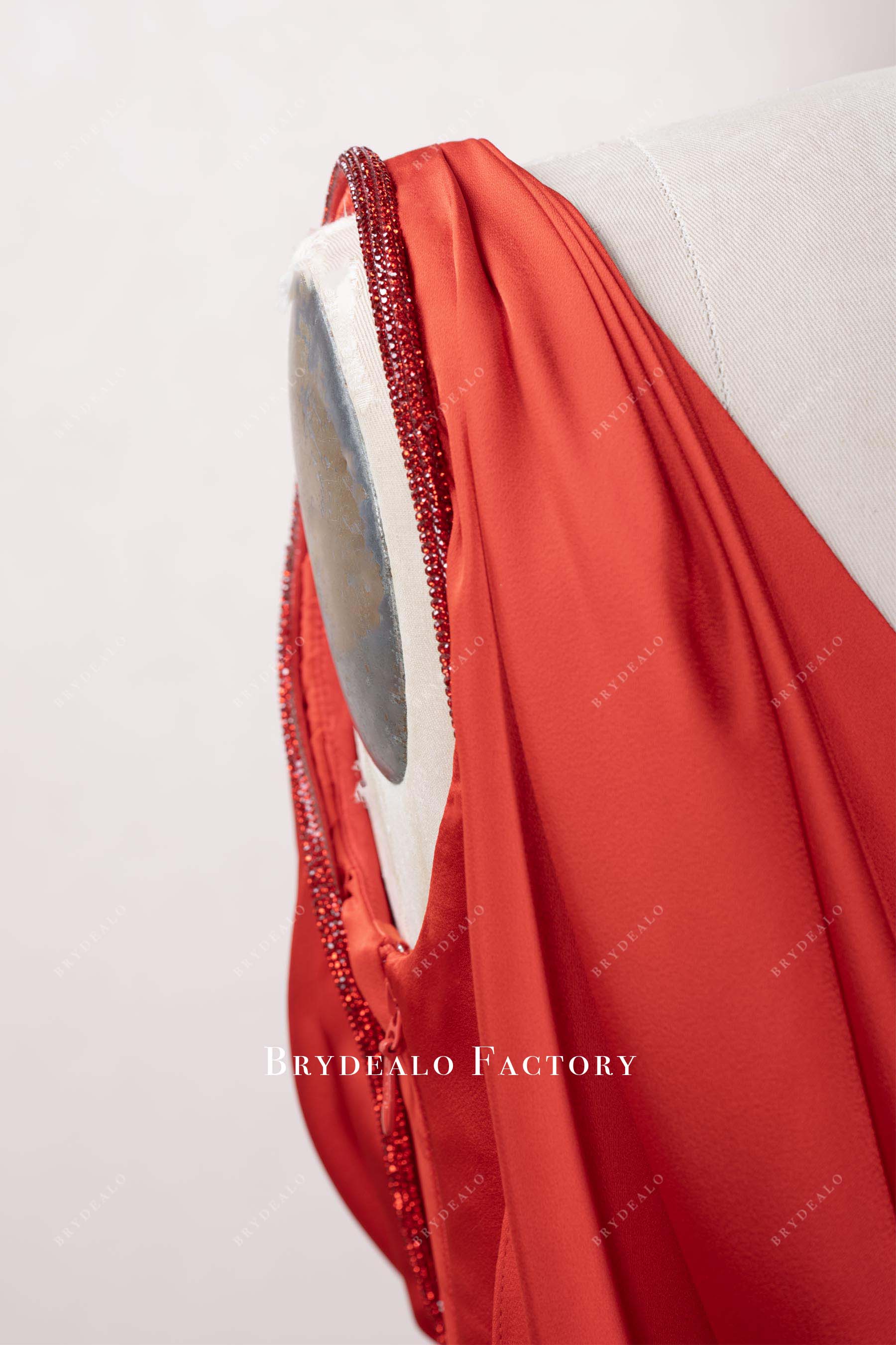 red pleated strap celebrity dress