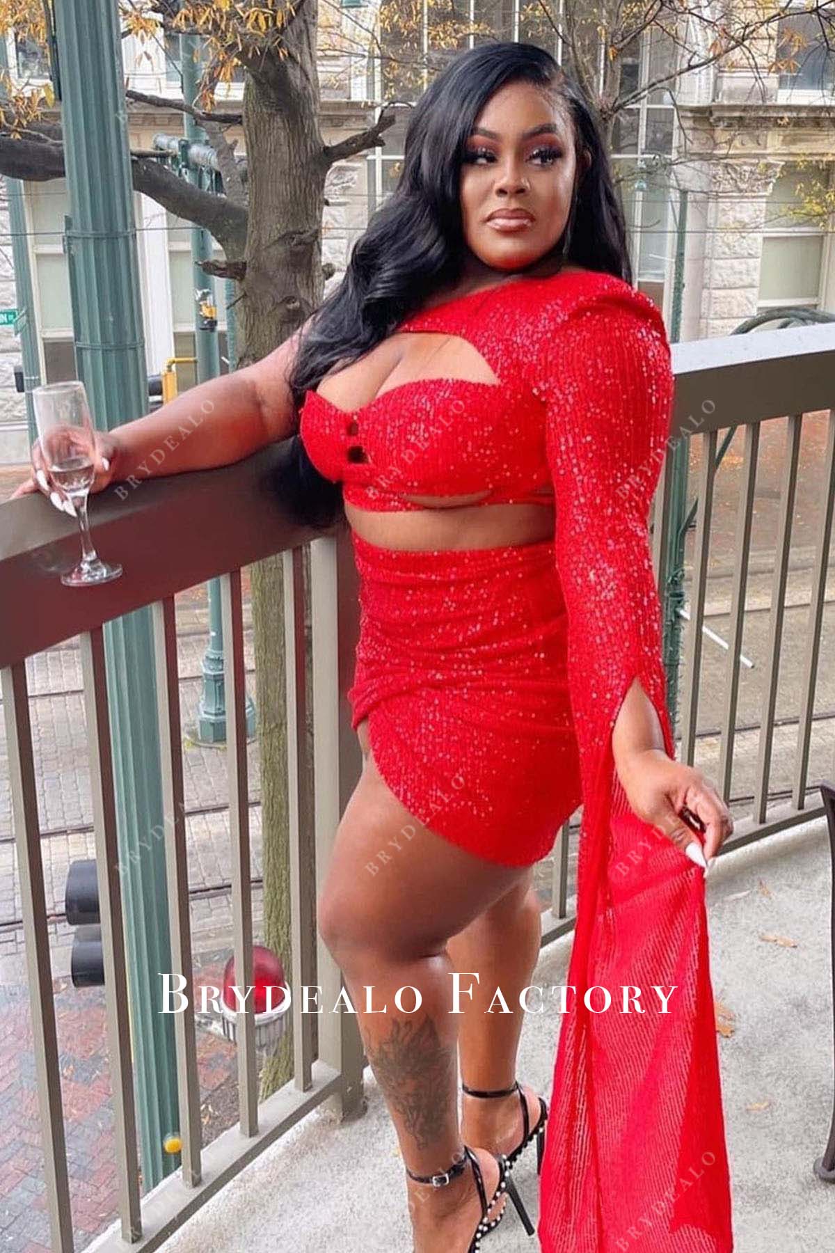 knee length dresses for ladies Strapless Lace Ruched Bodycon Short Red Homecoming Dress