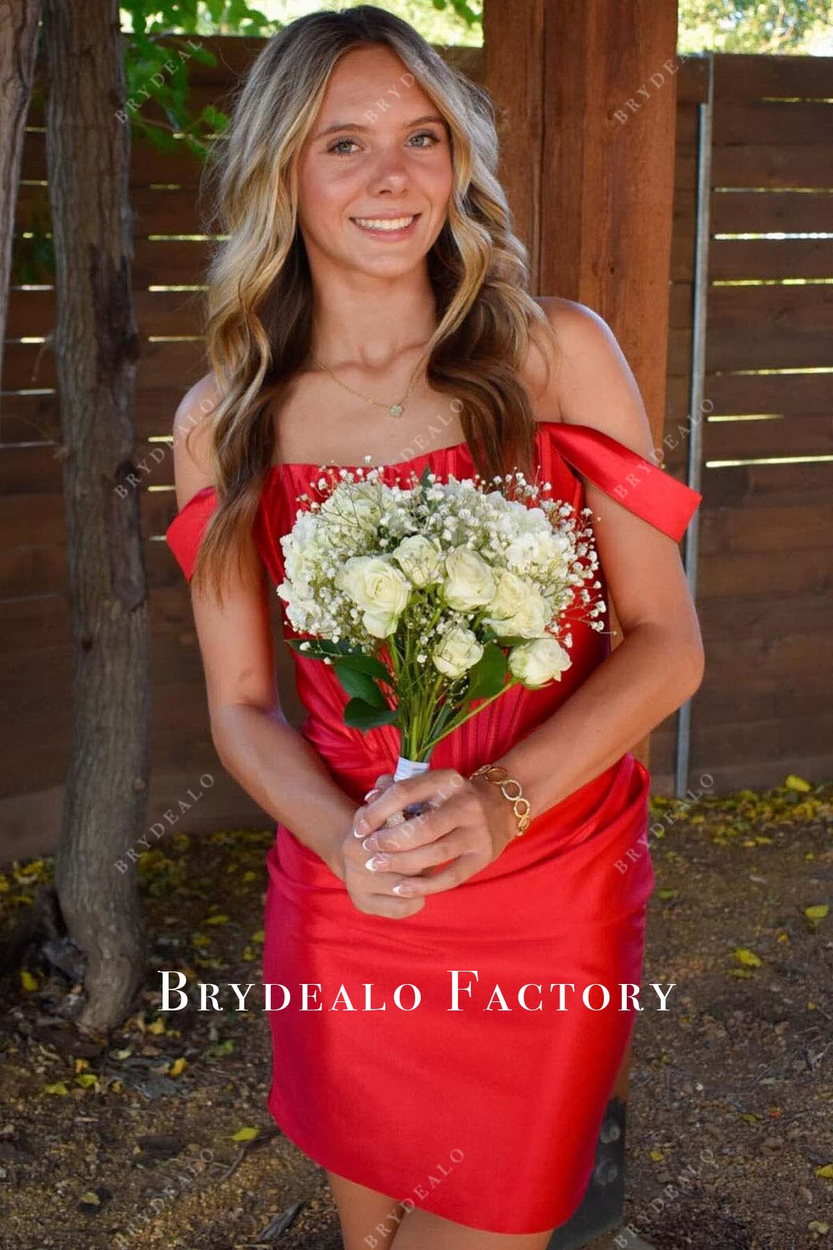 Red Satin Off Shoulder Mini Homecoming Prom Dress Red Satin Off Shoulder Mini Homecoming Prom Dress