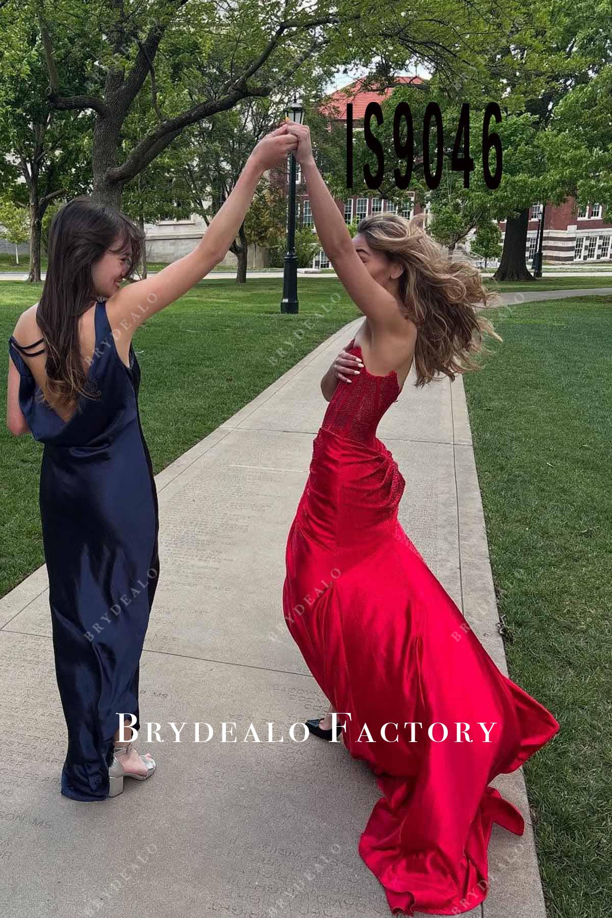 red strapless prom dress