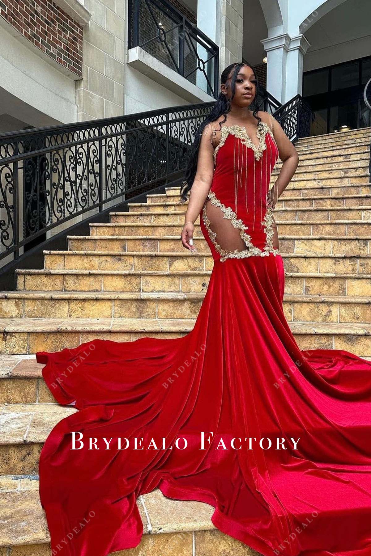 Prom Dress | Plus Size Sleeveless Red Velvet Trumpet Formal Gown Prom Dress | Plus Size Sleeveless Red Velvet Trumpet Formal Gown