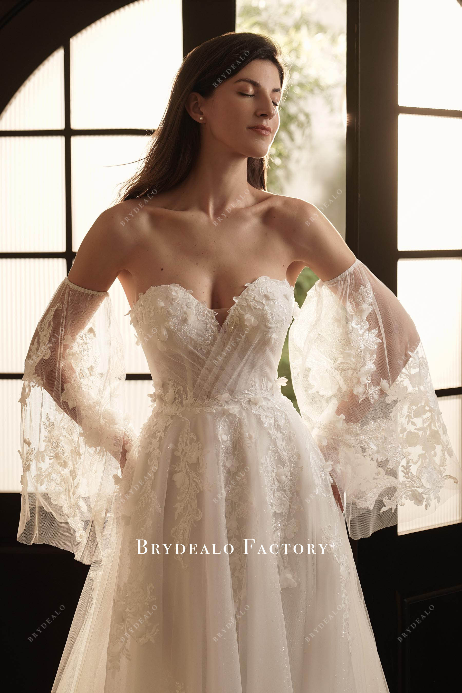 removable sleeve wedding dress