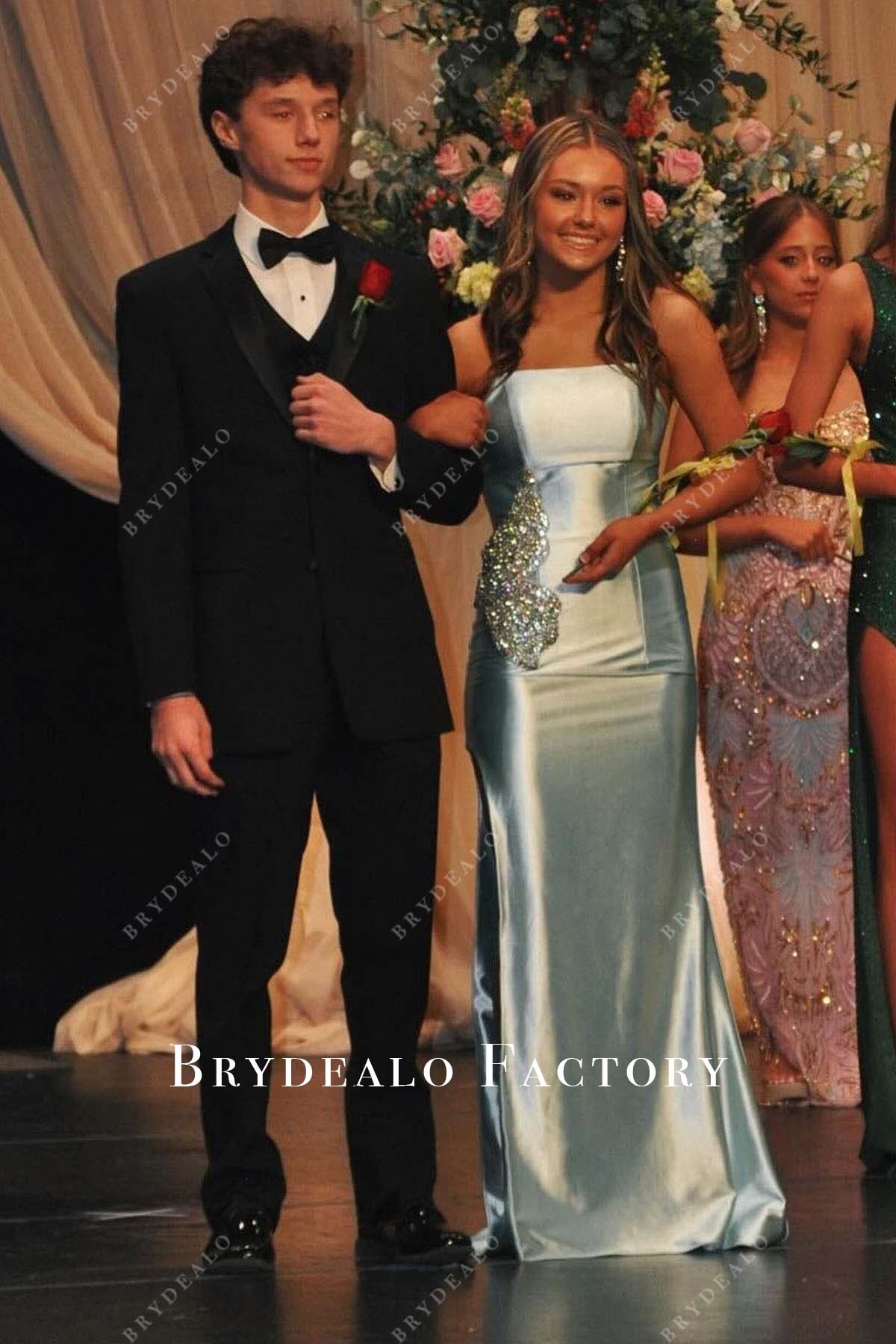 ice blue homecoming dresses Light Blue Lace High Low Prom Dress, Homecoming Dress US 10 / Blue