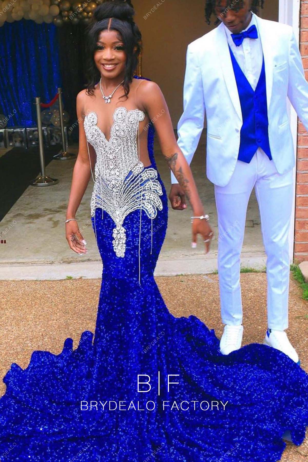 Royal Blue Sequins Mermaid Luxury Rhinestones Formal Dress Royal Blue Sequins Mermaid Luxury Rhinestones Formal Dress