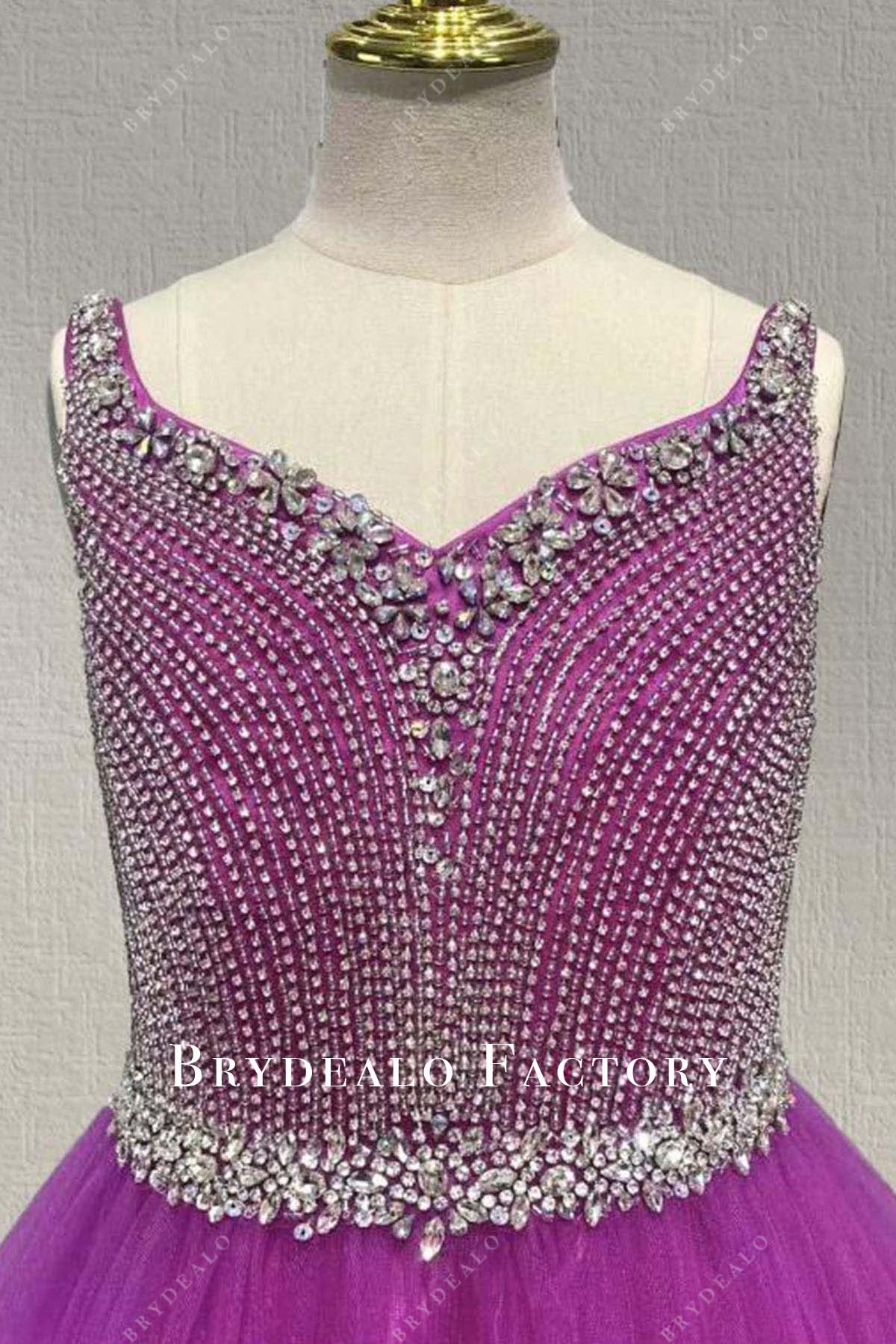 rhinestones bodice orchid organza pageant ball gown