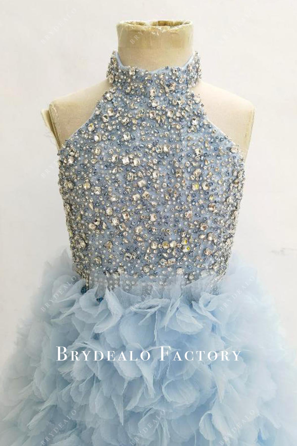 rhinestones halter pageant dress
