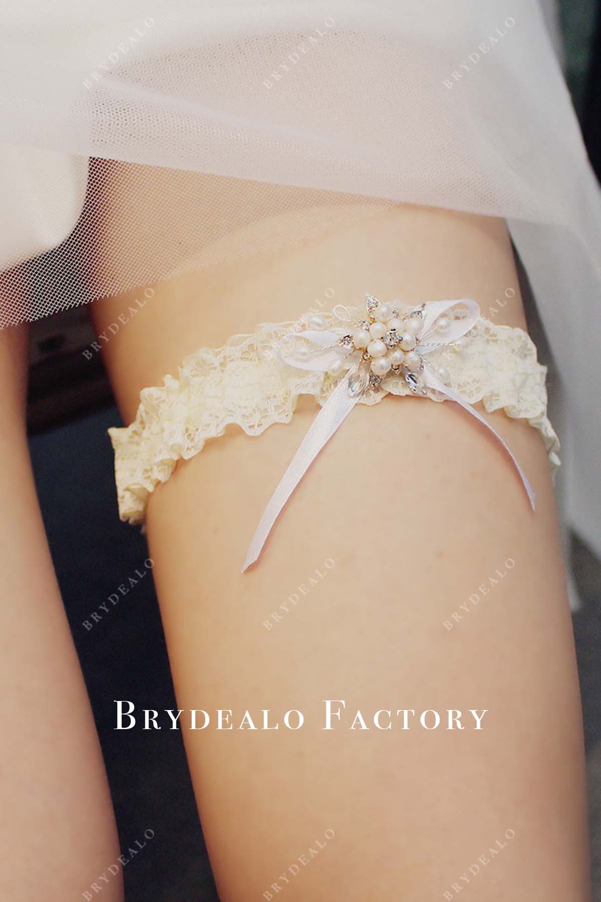 rhinestones ivory lace wedding garter